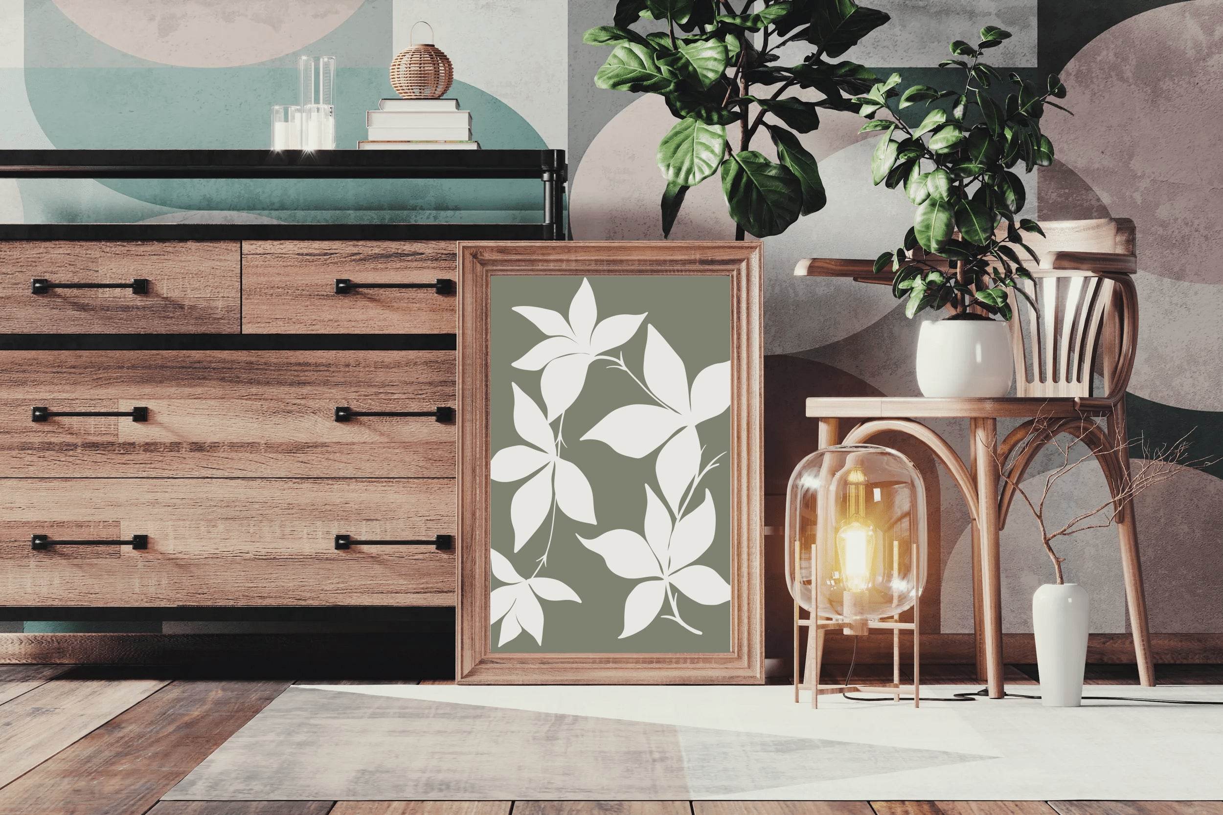 White Blossoms Silhouettes of Flowers ArtWork - beink online art store