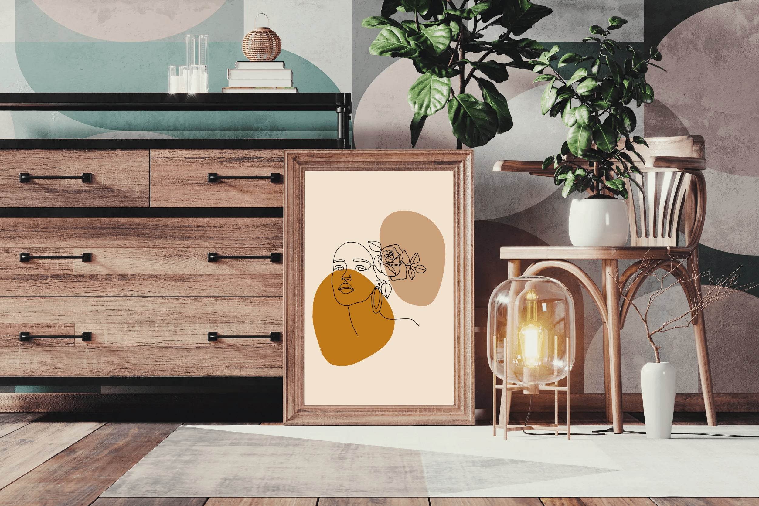 Line Rose Hairpin Wall Art - beink online art store