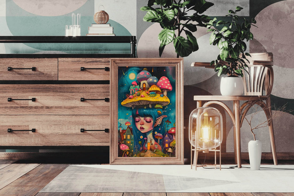 Anime Girl Mushroom on head - beink online art store
