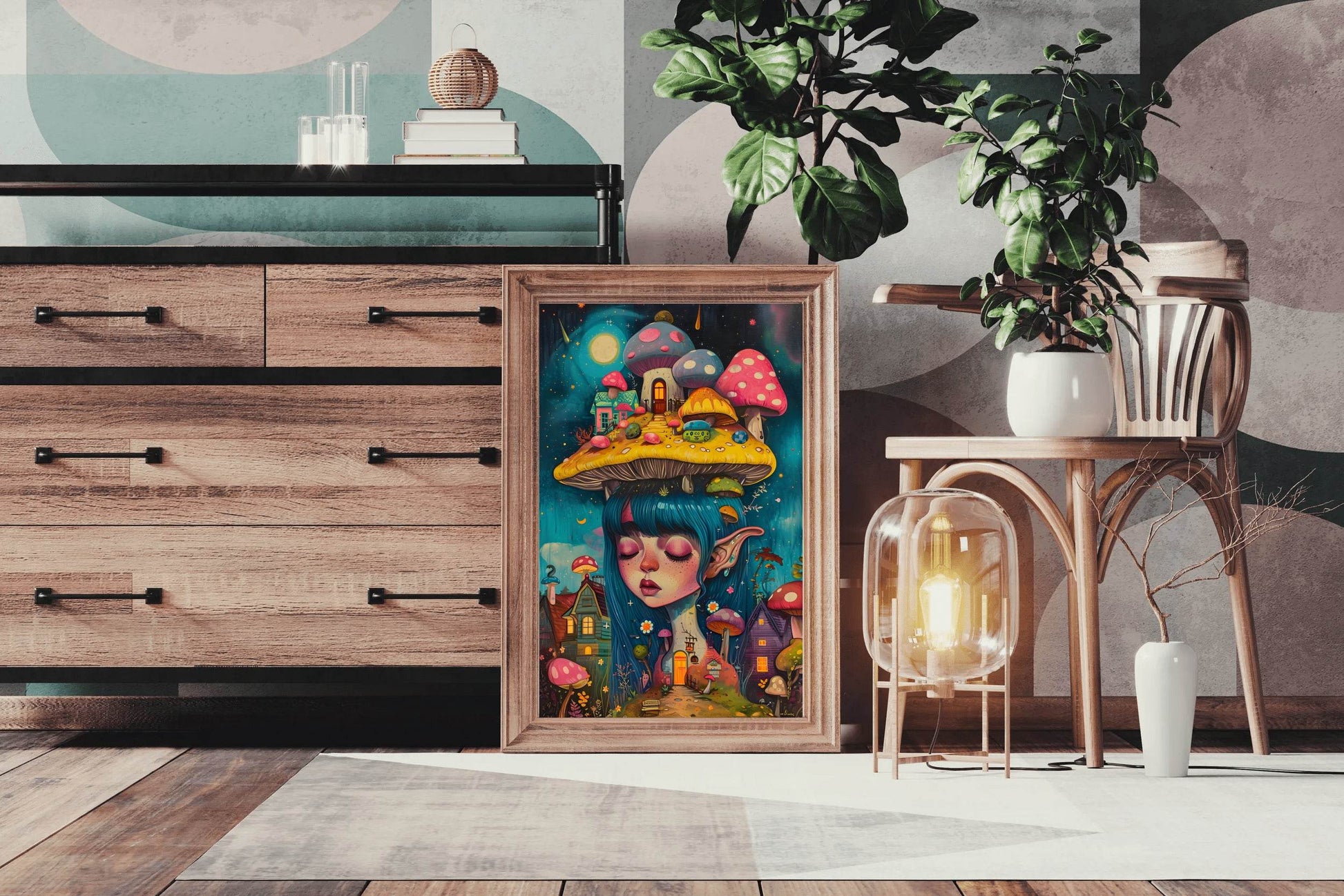 Anime Girl Mushroom on head - beink online art store