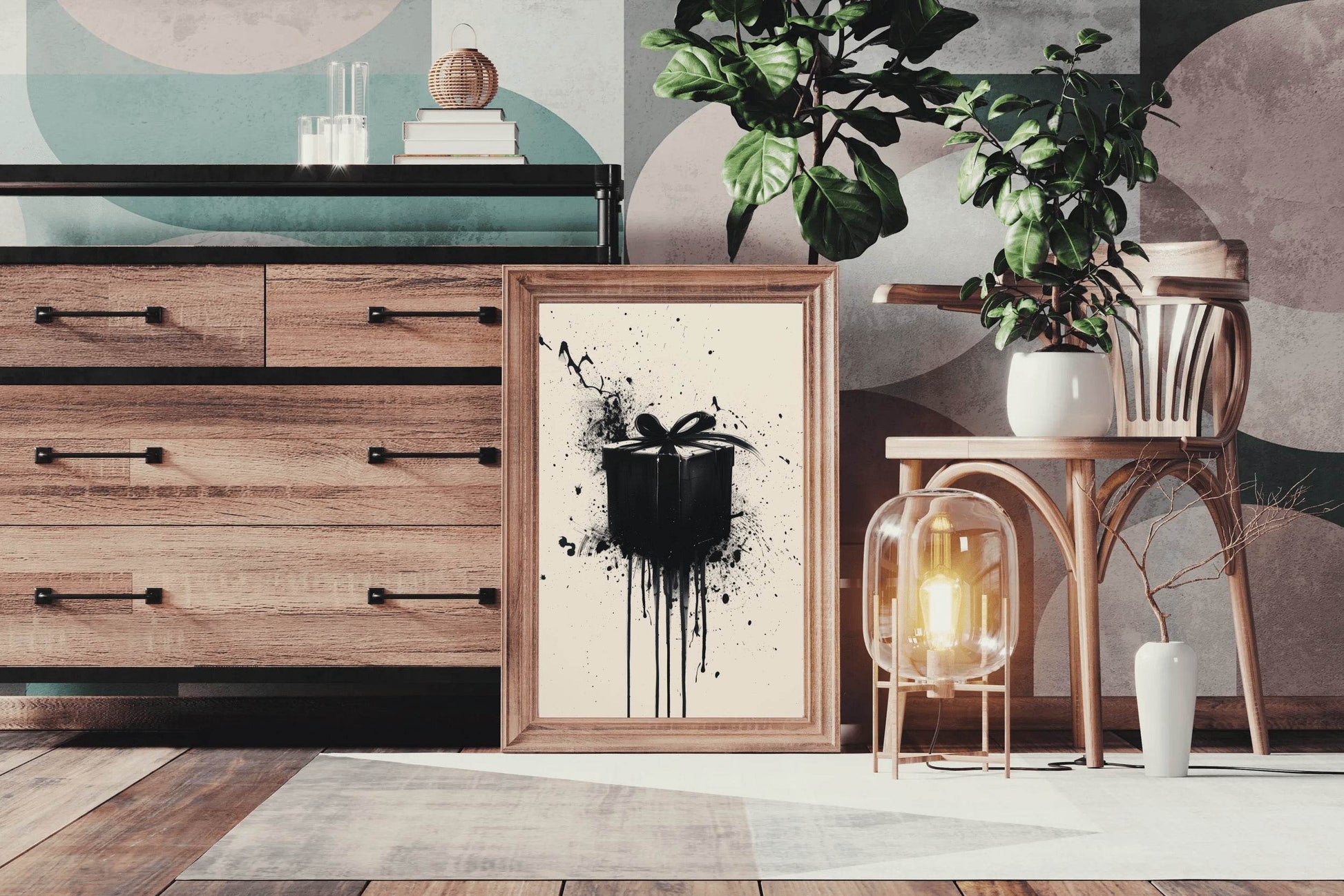 Black Gift Box Modern Wall Art - beink online art store
