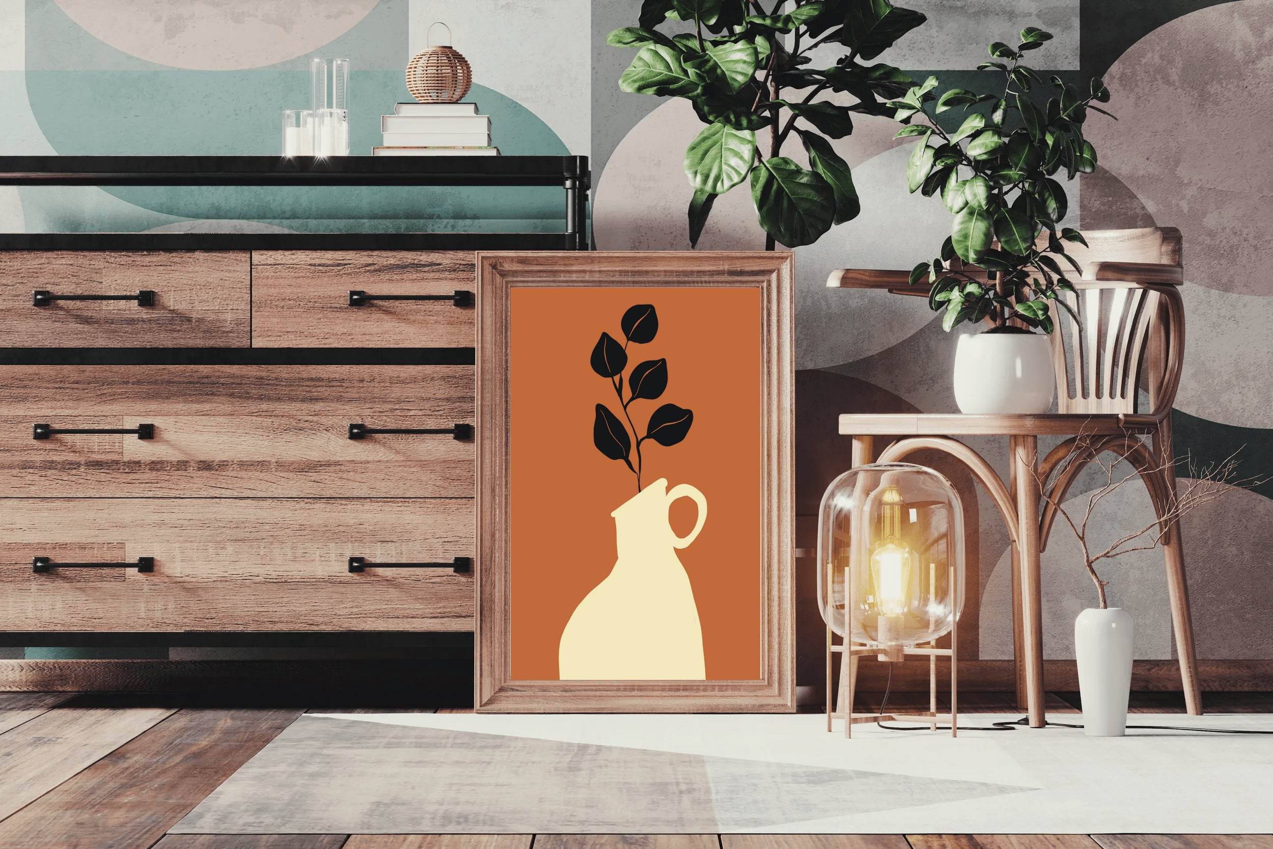 Minimalist Vase Stylized Foliage ArtWork - beink online art store