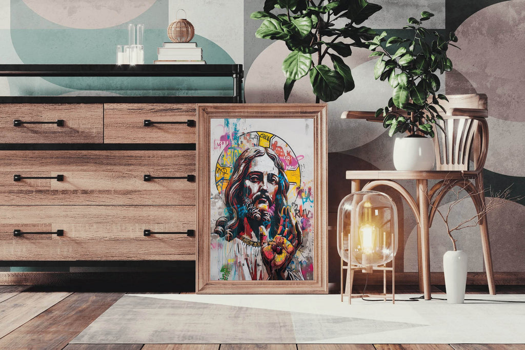 Graffiti Background of Jesus Christ Wall Art - beink online art store