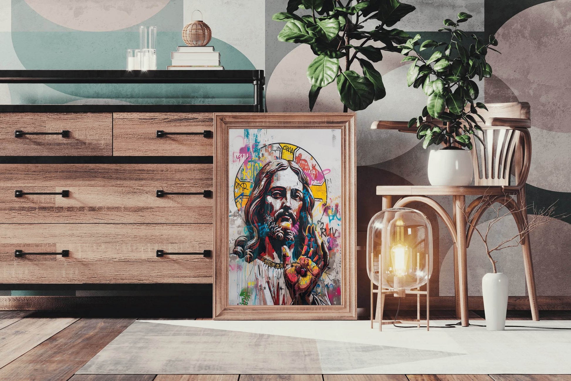 Graffiti Background of Jesus Christ Wall Art - beink online art store