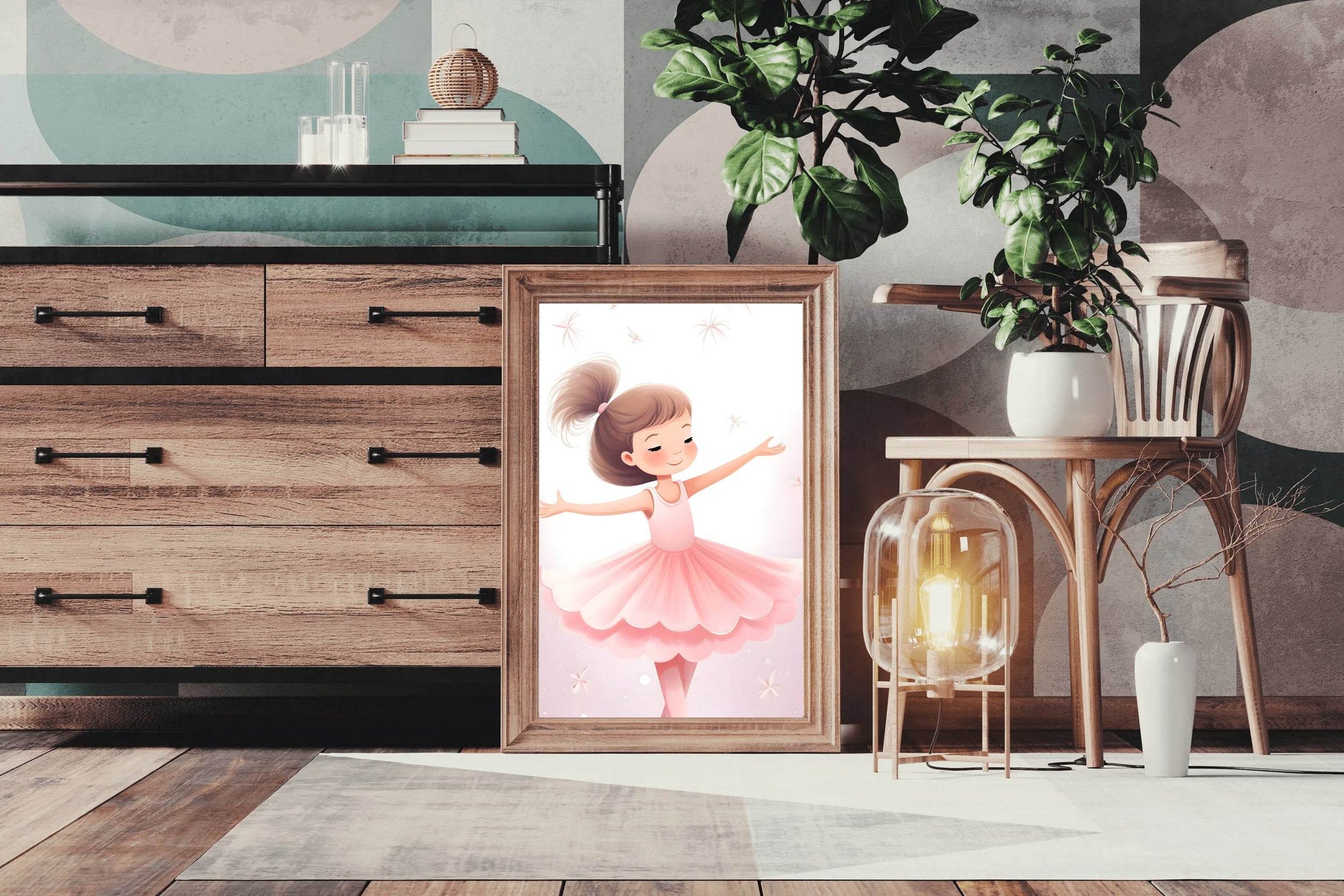 Cute little Girl Bellet Dance in Pink Dress - beink online art store