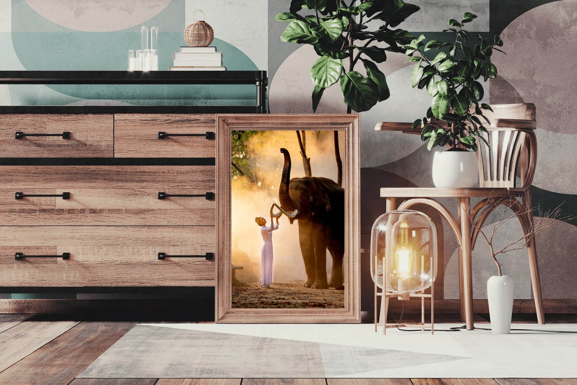 Women and Elephant Animal Wall Art - beink online art store