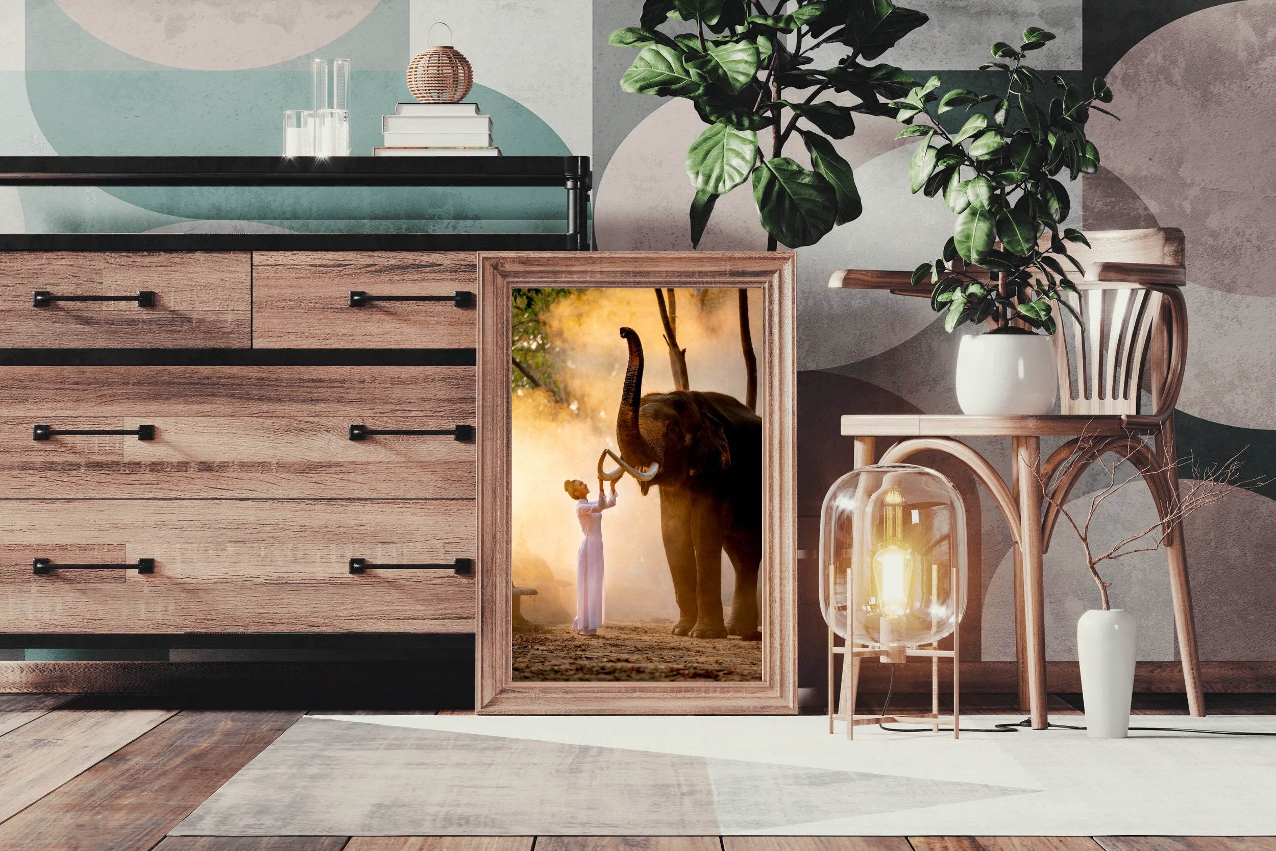 Women and Elephant Animal Wall Art - beink online art store