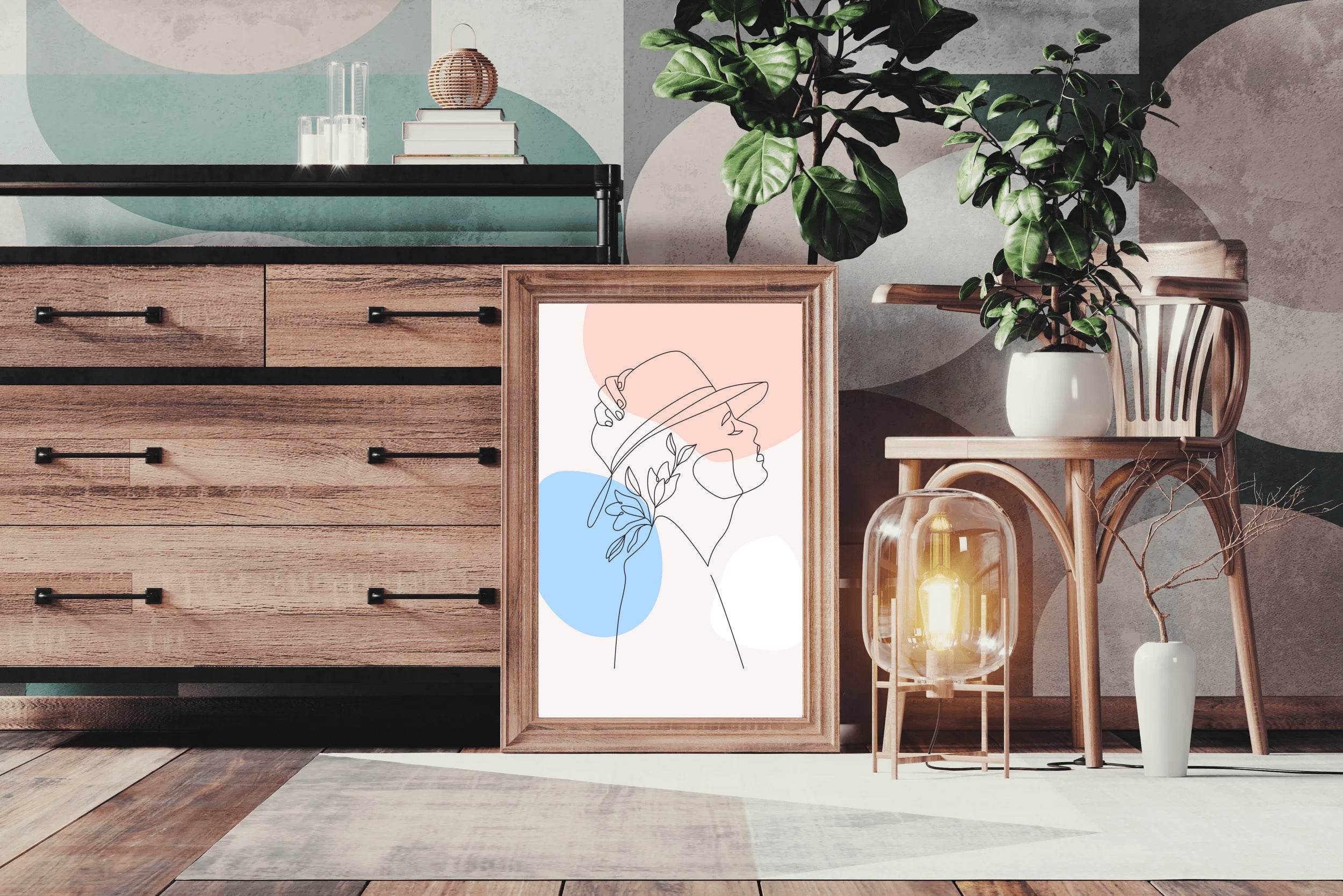 Woman With Olive Leaves Wall Art - beink online art store