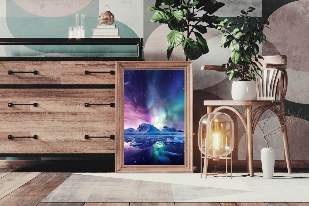 Aurora Australis Over Antarctic Landscape Wall Art - beink online art store
