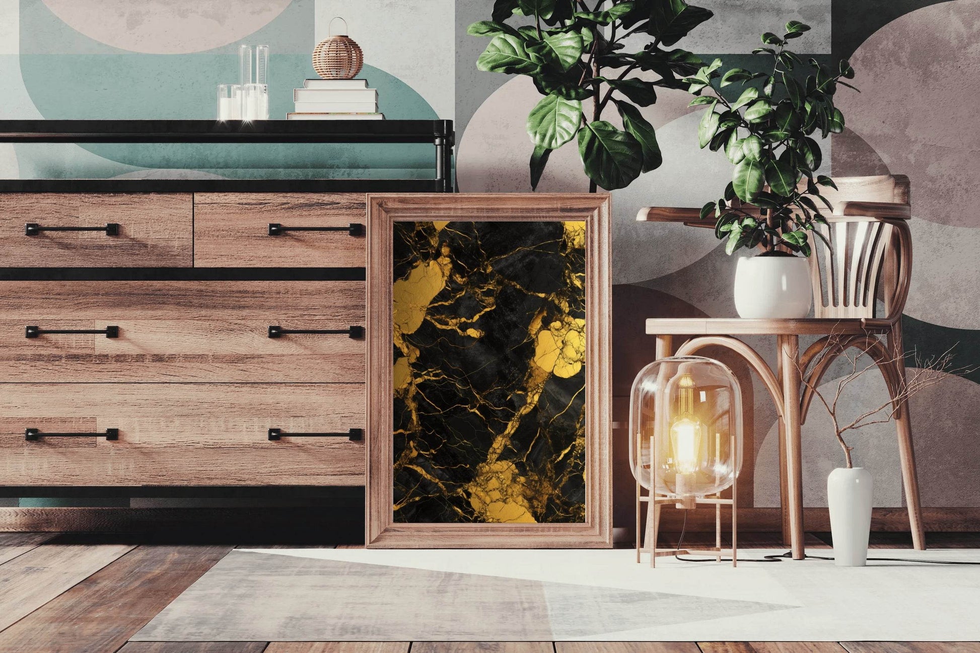 Gold And Black Marble Wall Art - beink online art store