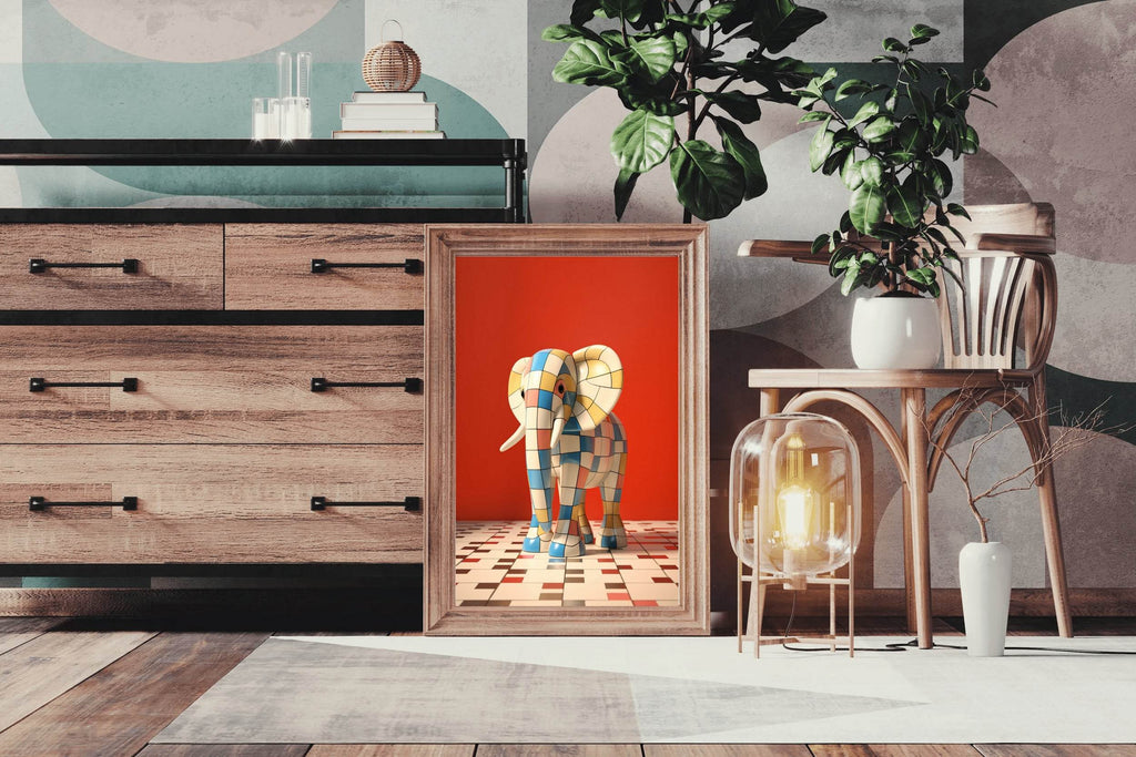 Colorful Robotic Elephant Animal Wall Art - beink online art store