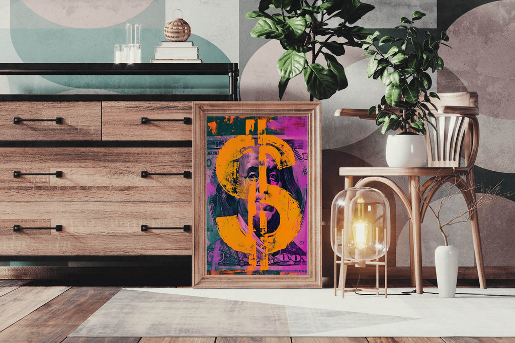 Dollar Sign Overlaying Benjamin Franklin's Portrait Wall Art - beink online art store