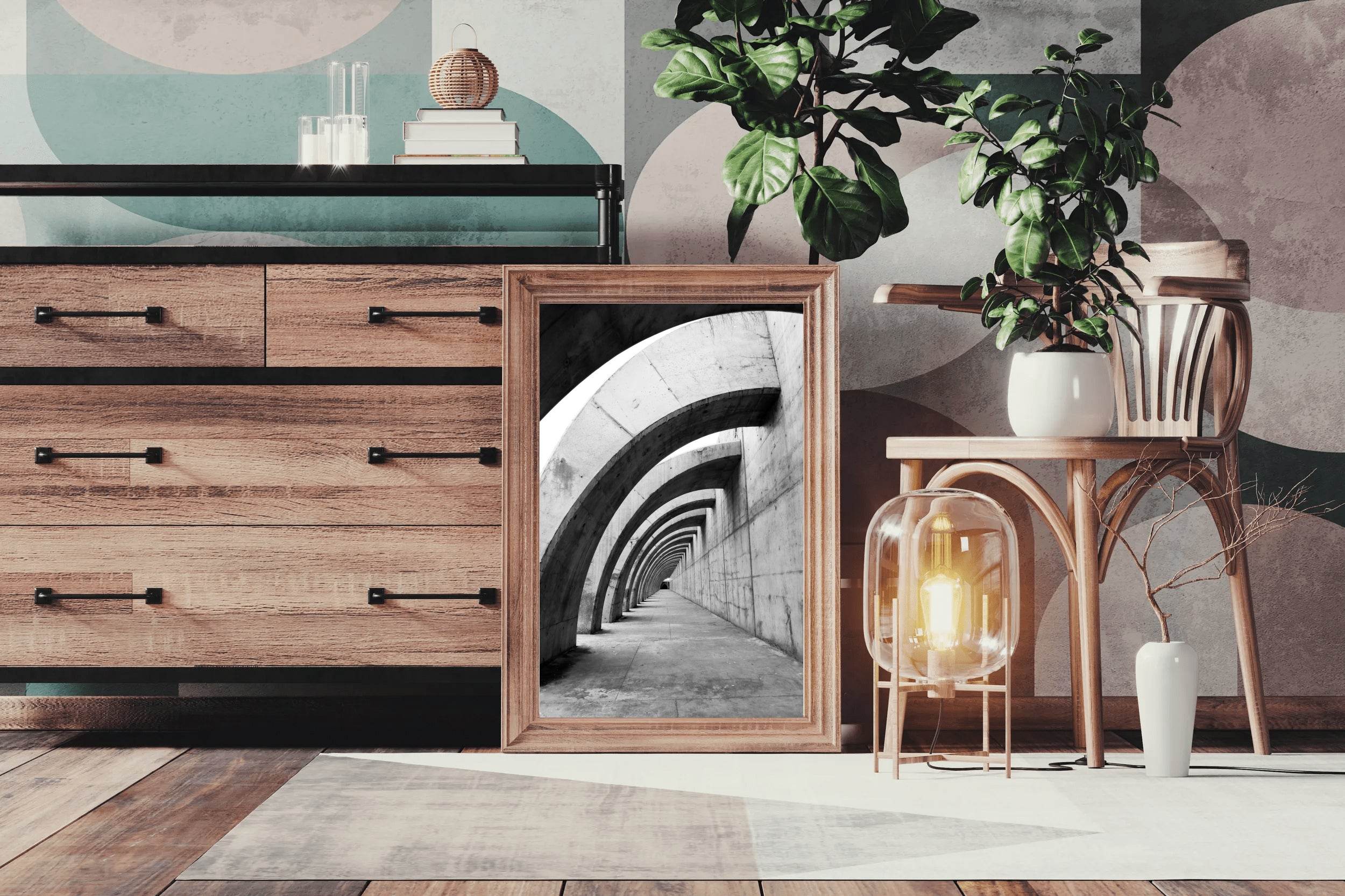 Arch Corridor Black & White Wall Art - beink online art store