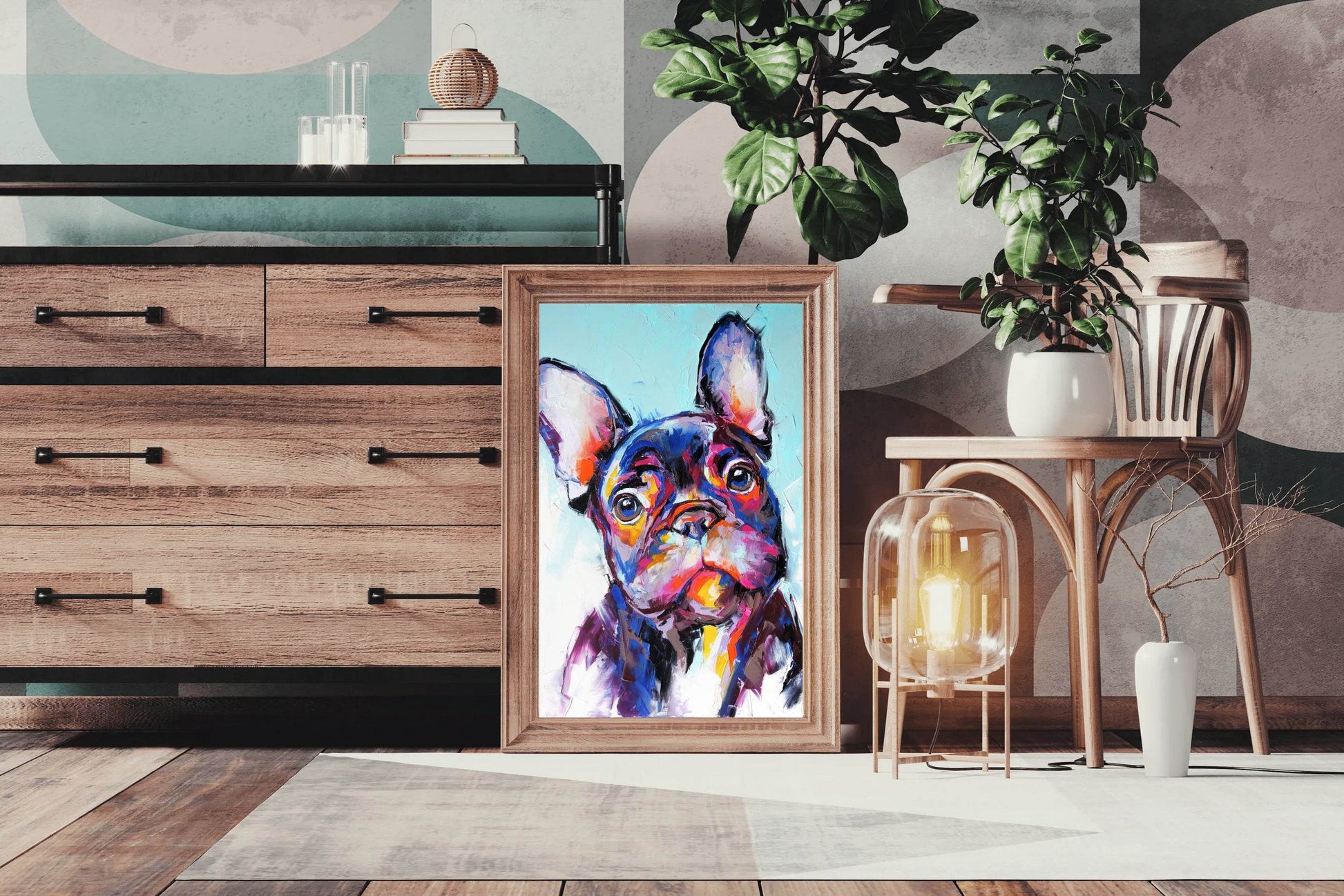 Colorful Painting of French Bull Dog - beink online art store