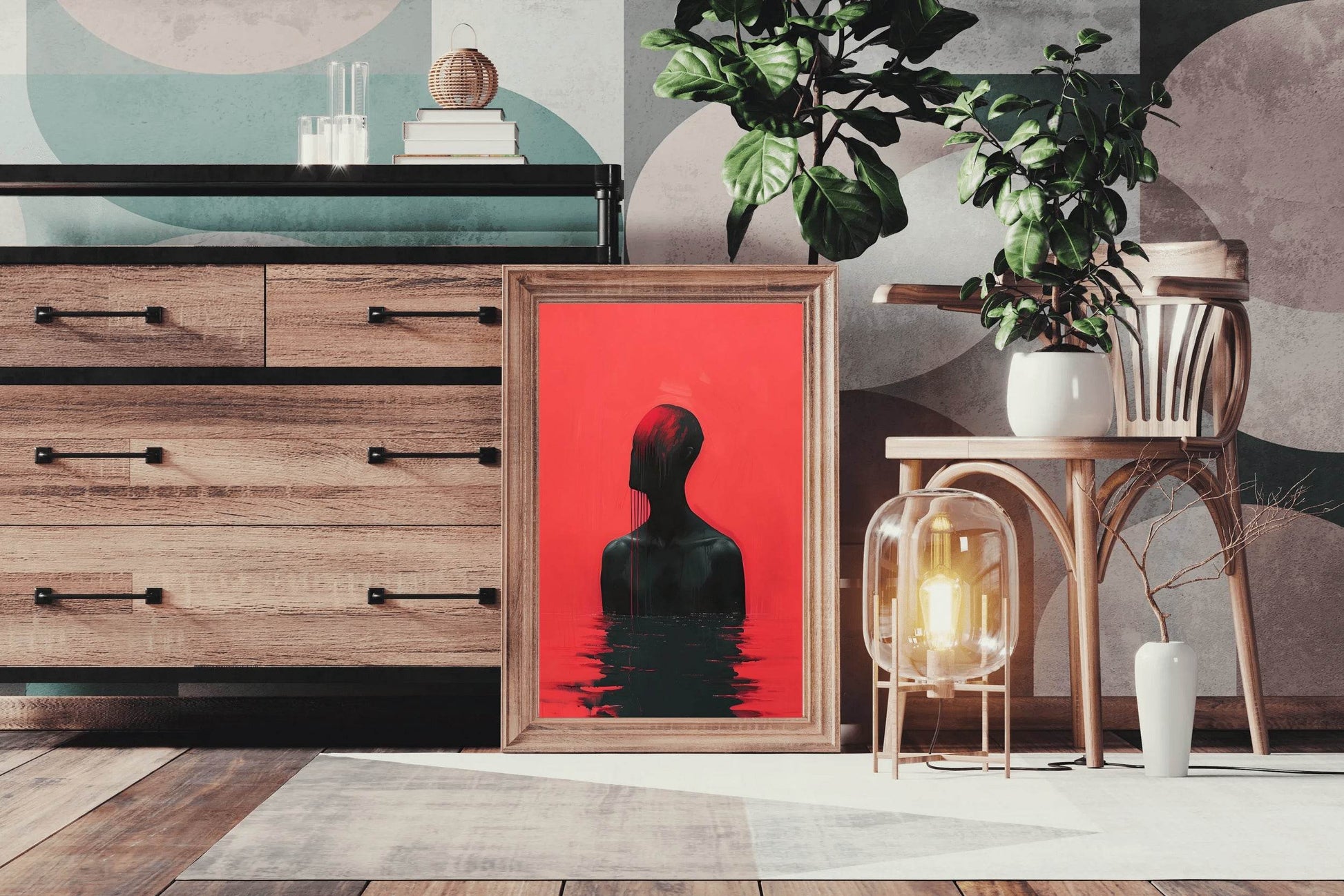 Painting Of Person Drowned In Blood Wall Art - beink online art store