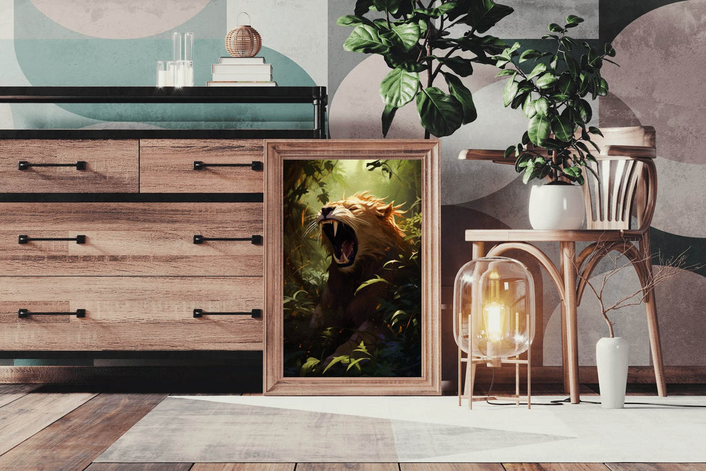 Roaring Liger Animal Wall Art - beink online art store