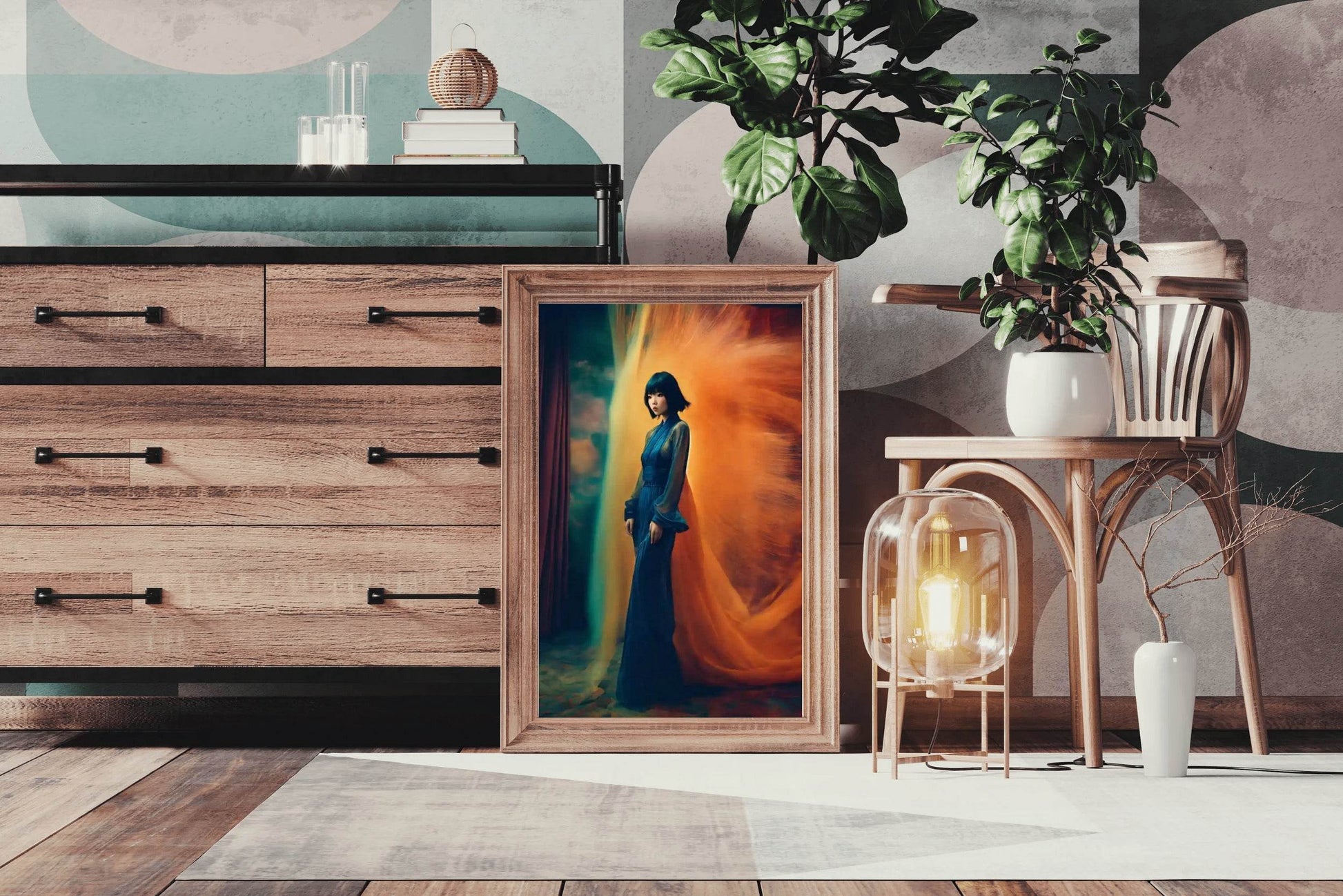 Blue Long Maximalist Dress Model Wall Art - beink online art store