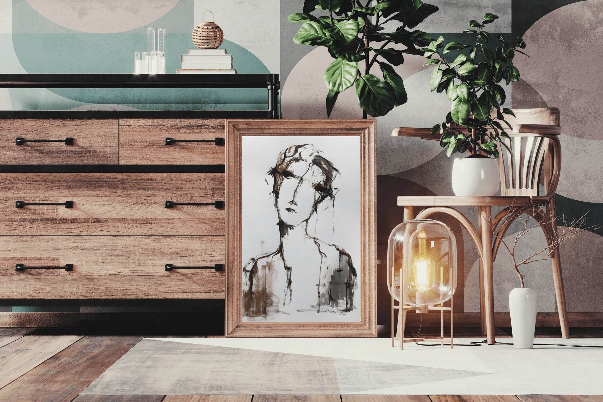 Ink and Watercolor Expressive Face Wall Art - beink online art store