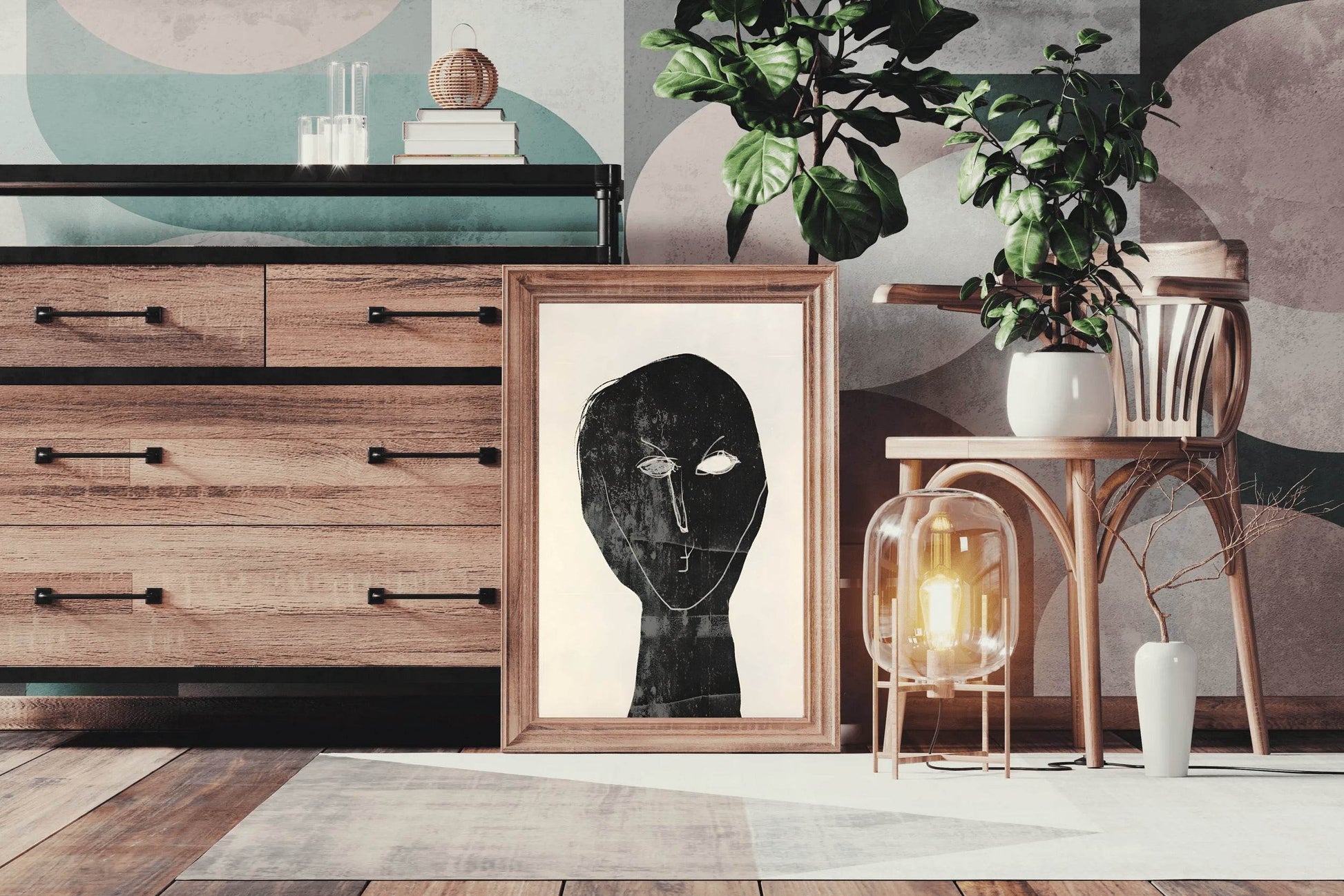 Black Ink-Stained Face Modern Wall Art - beink online art store