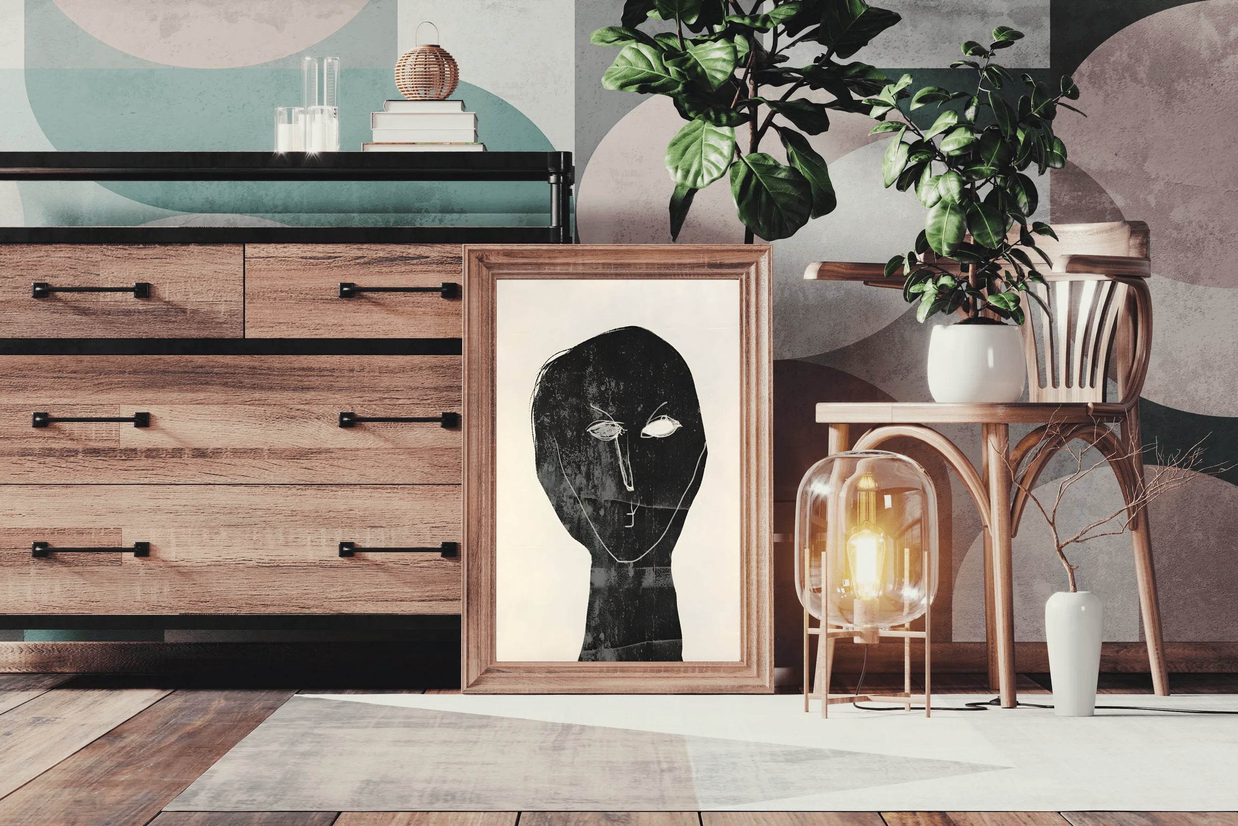 Black Ink-Stained Face Modern Wall Art - beink online art store