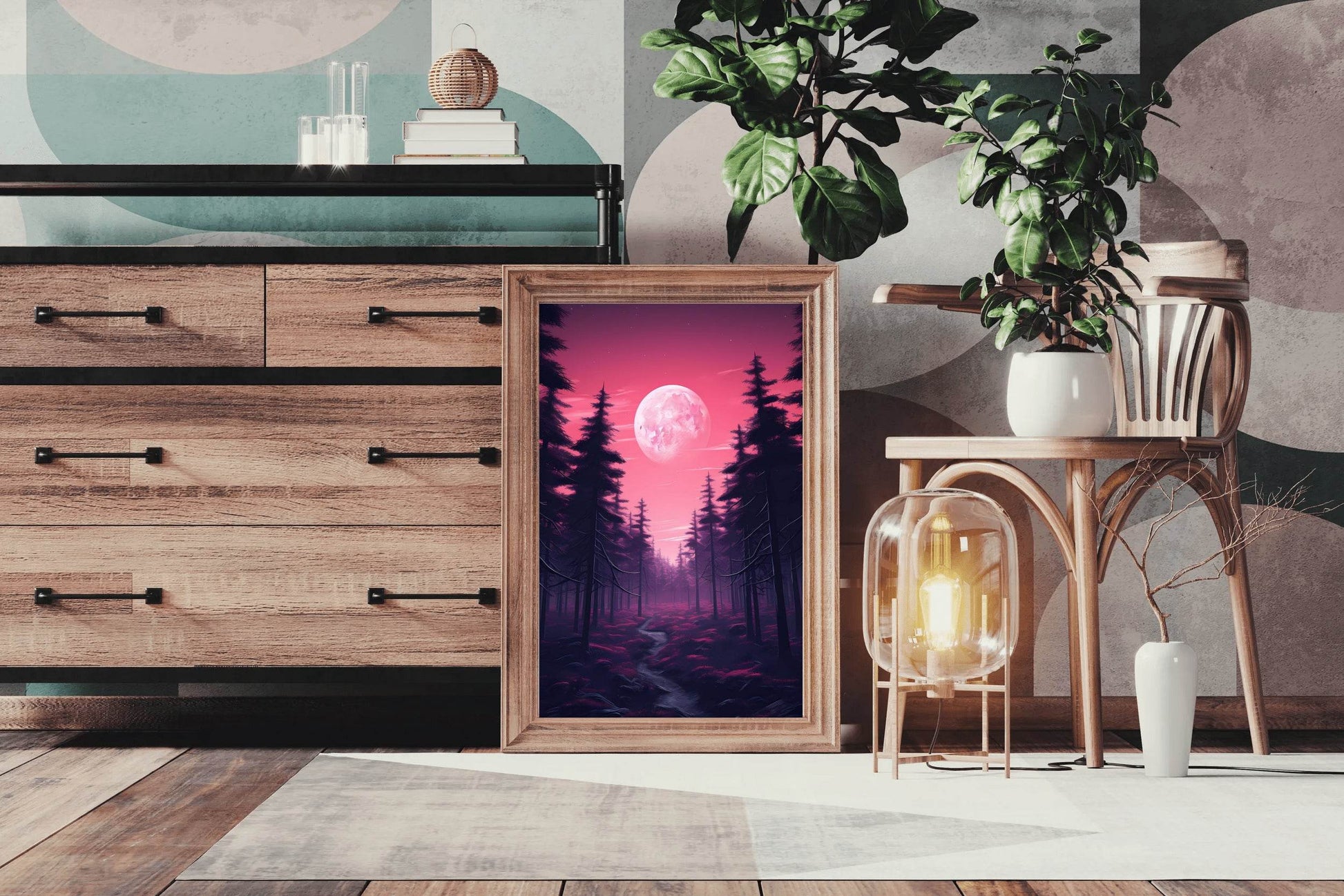 Pink Pine Forest Wall Art - beink online art store