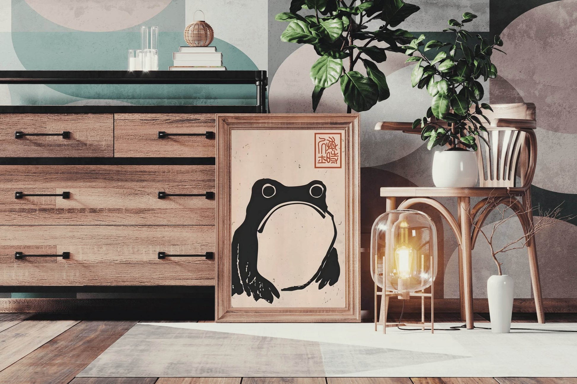 Sumo Black Hoji Frog Modern Wall Art - beink online art store