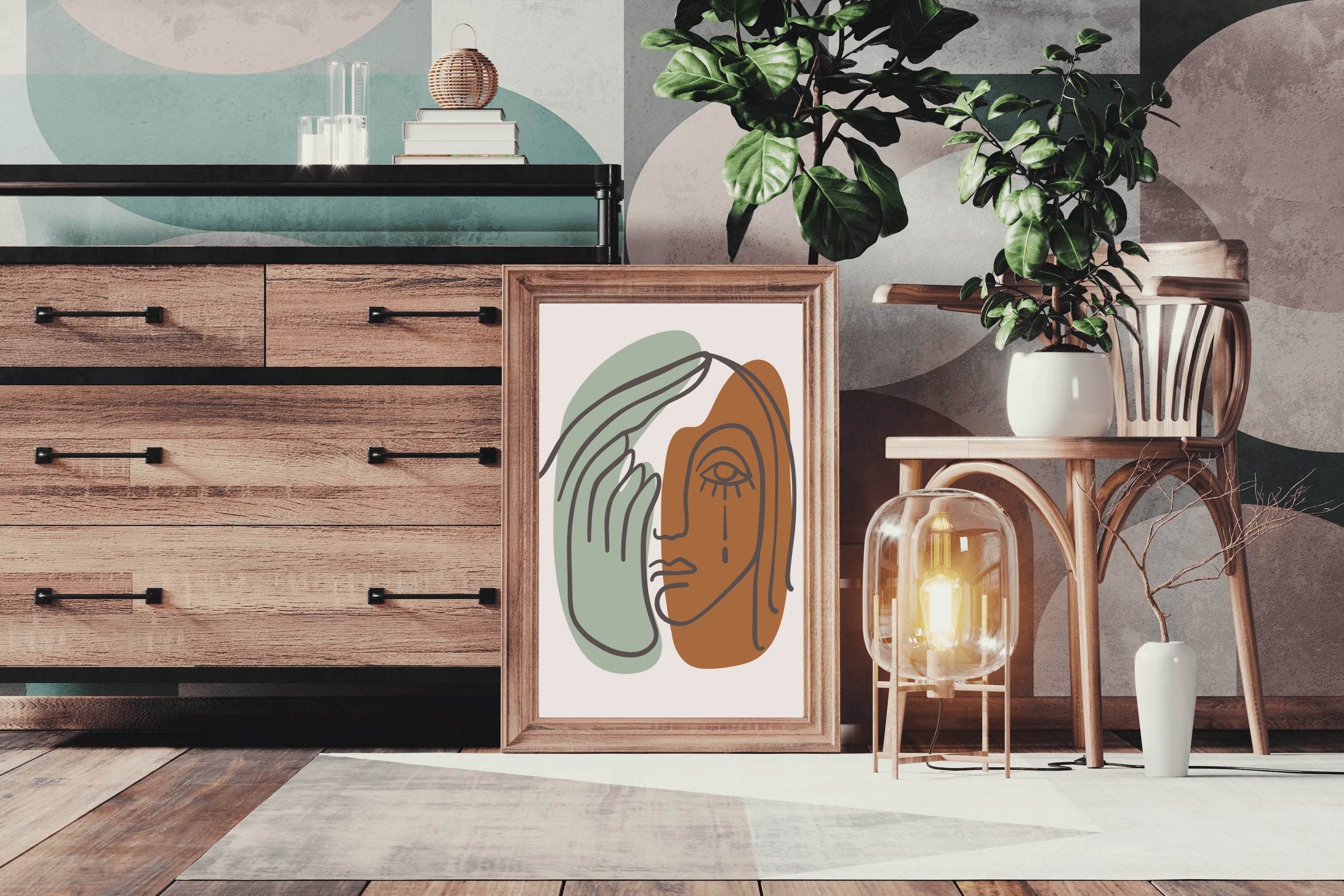 Minimalist Portrait with a Hand Covering an Eye ArtWork - beink online art store