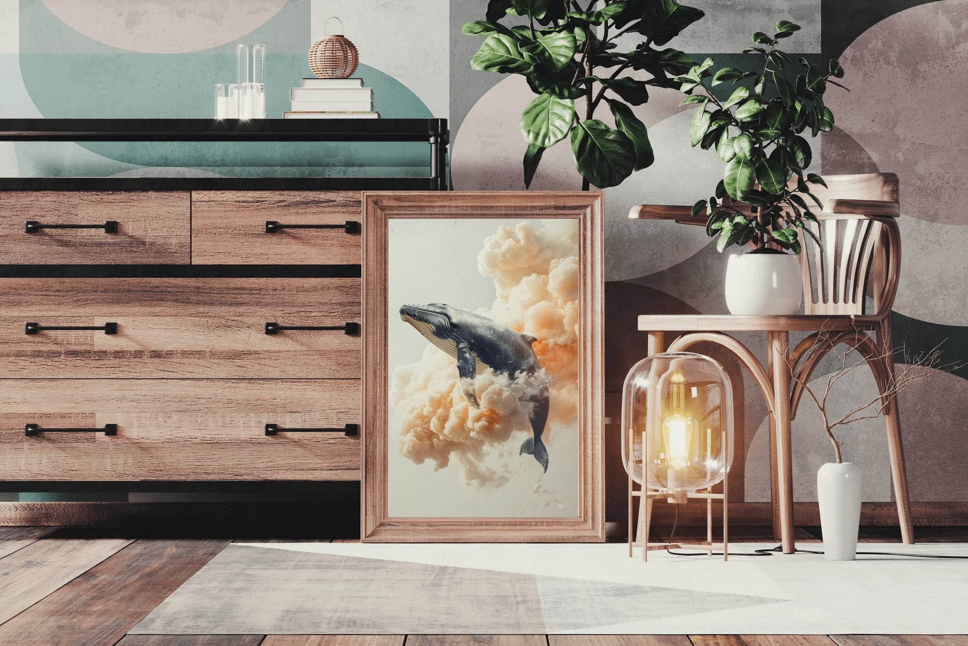 Fantasy Whale in the Sky Animal Wall Art - beink online art store