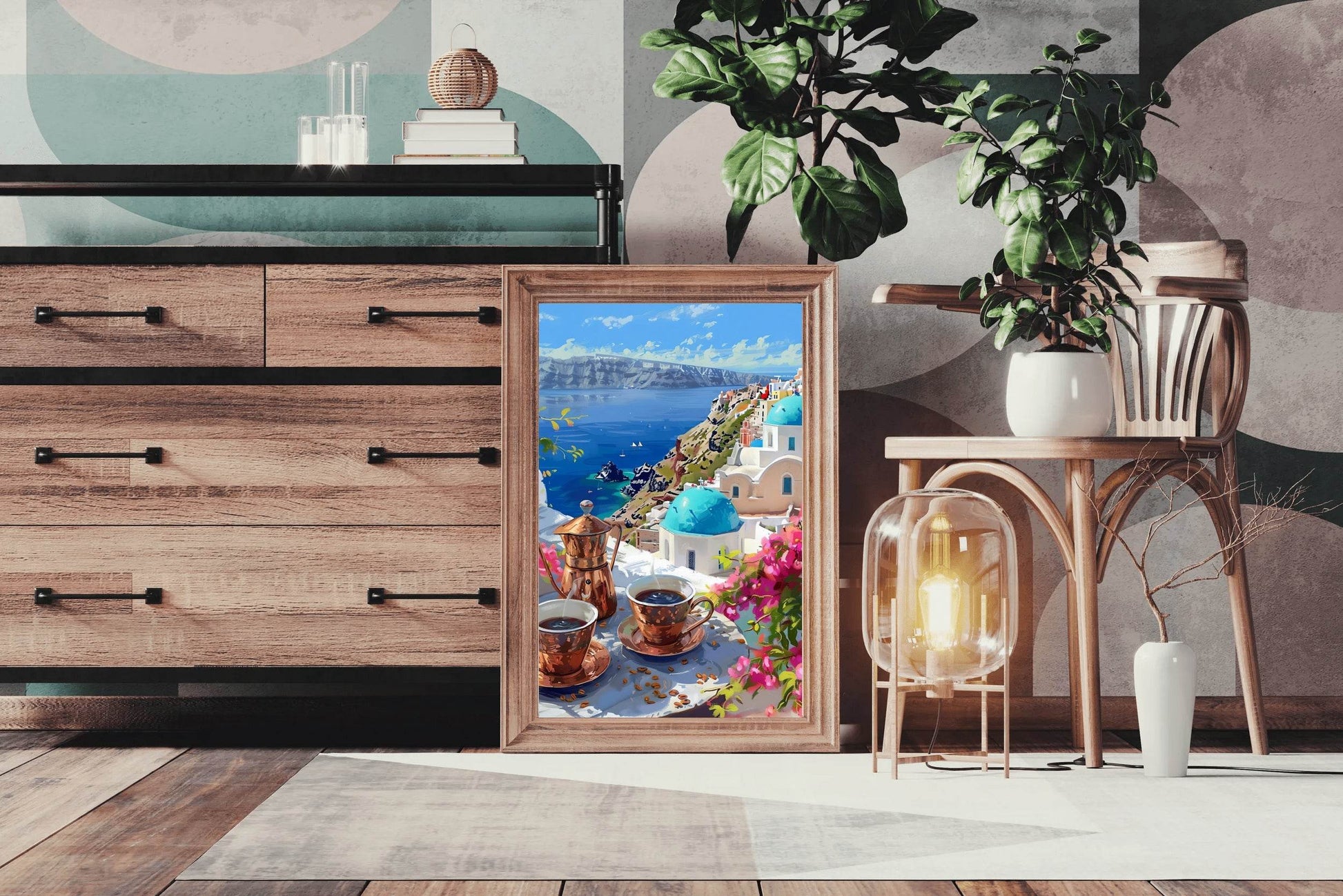 Greek Coffee in Santorini Wall Art - beink online art store