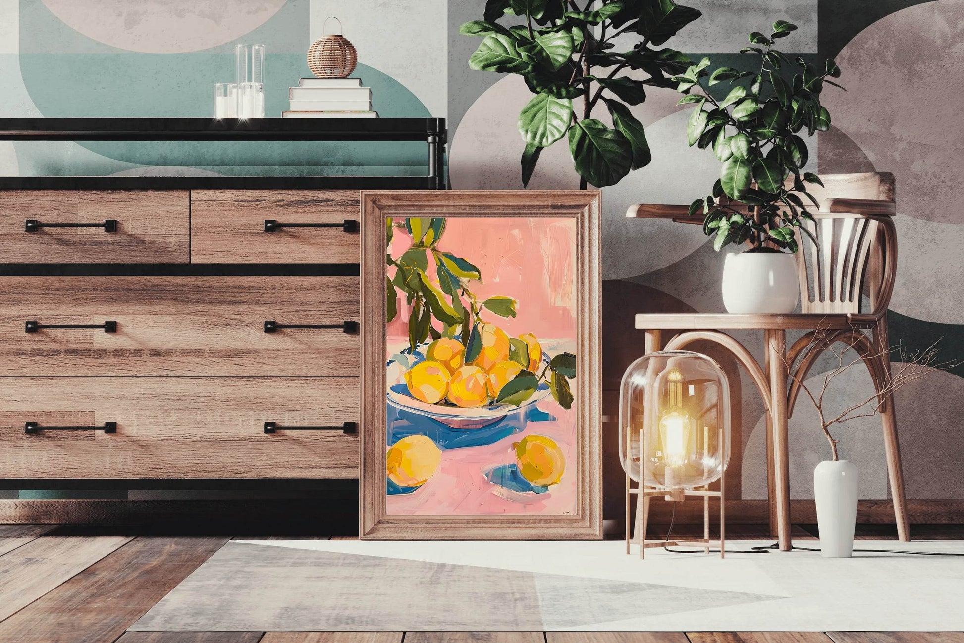Freshly Picked Lemons on a Plate Wall Art - beink online art store