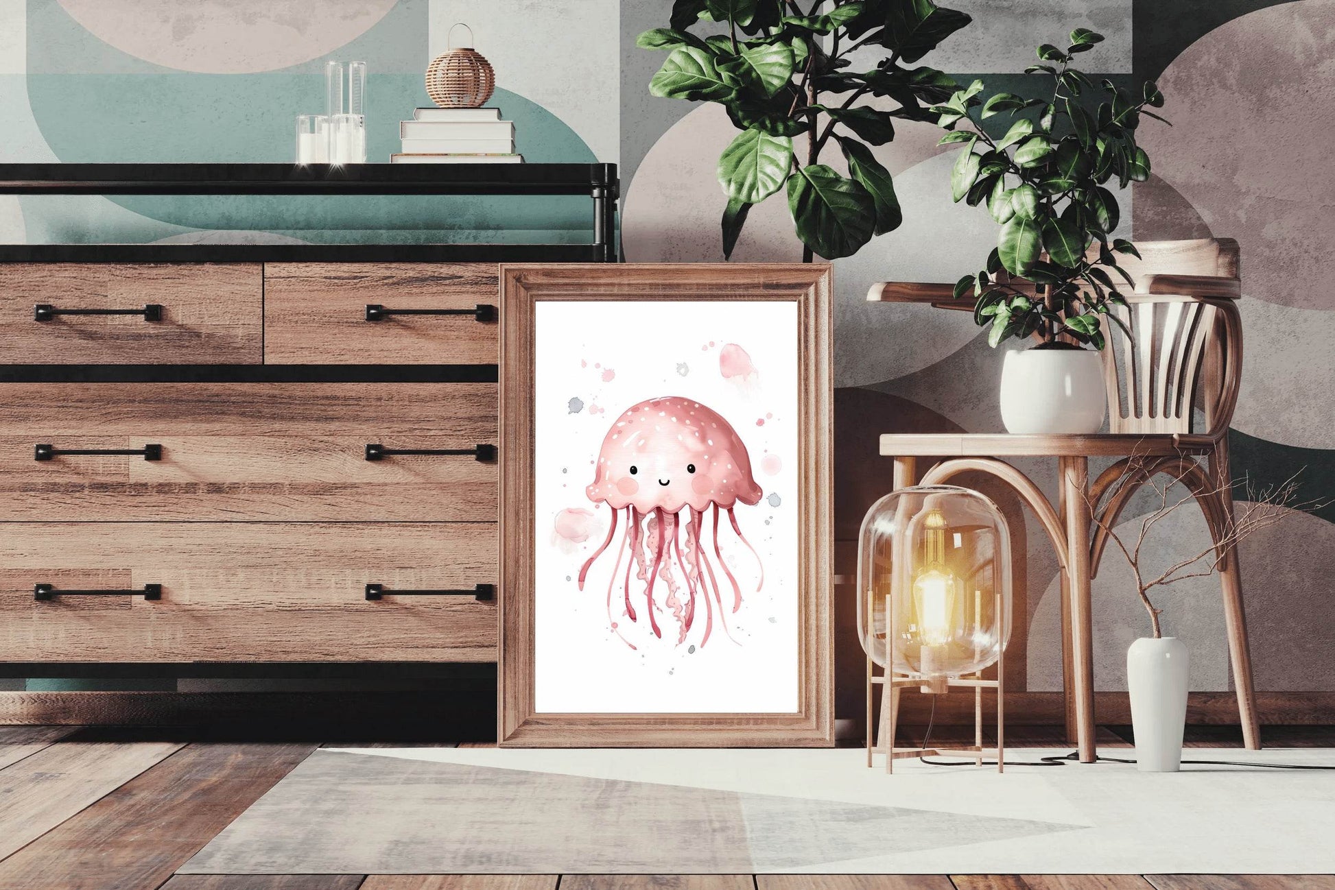 Pink Color Painting of an Octopus - beink online art store