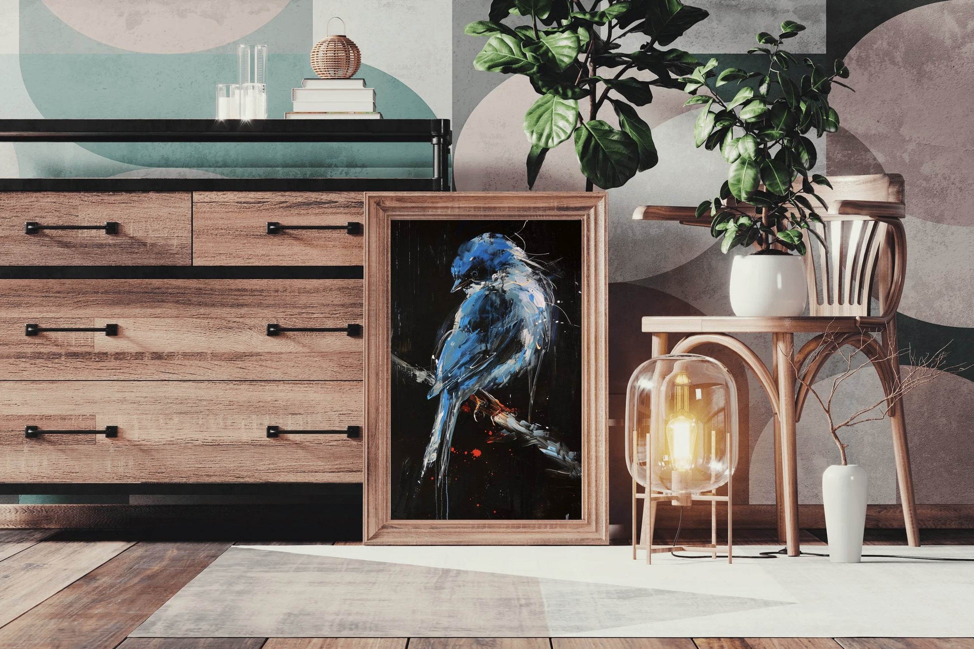 Watercolor Painting of Blue Bird - beink online art store