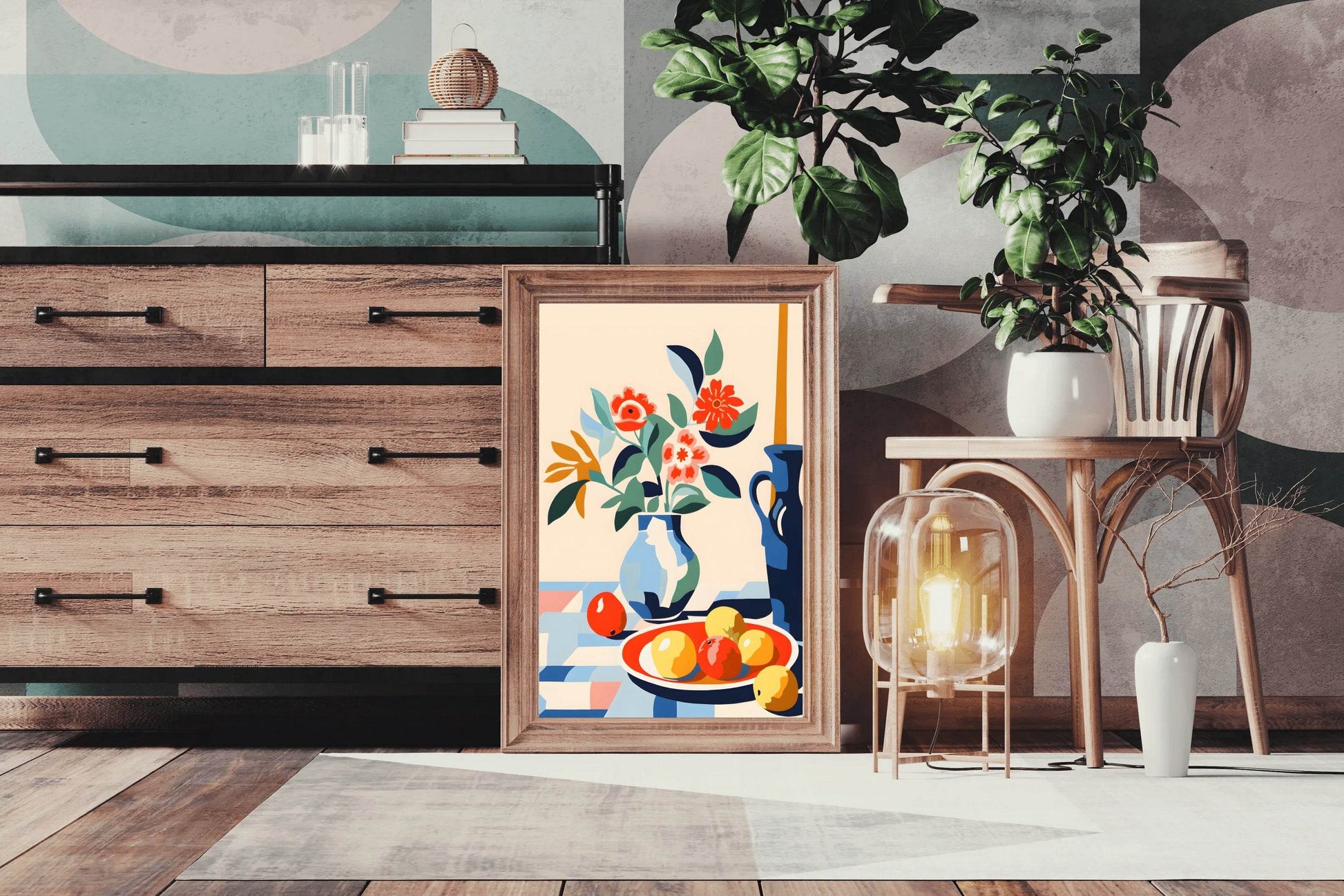 Painting a Fruit Plate Next To a Vase - beink online art store
