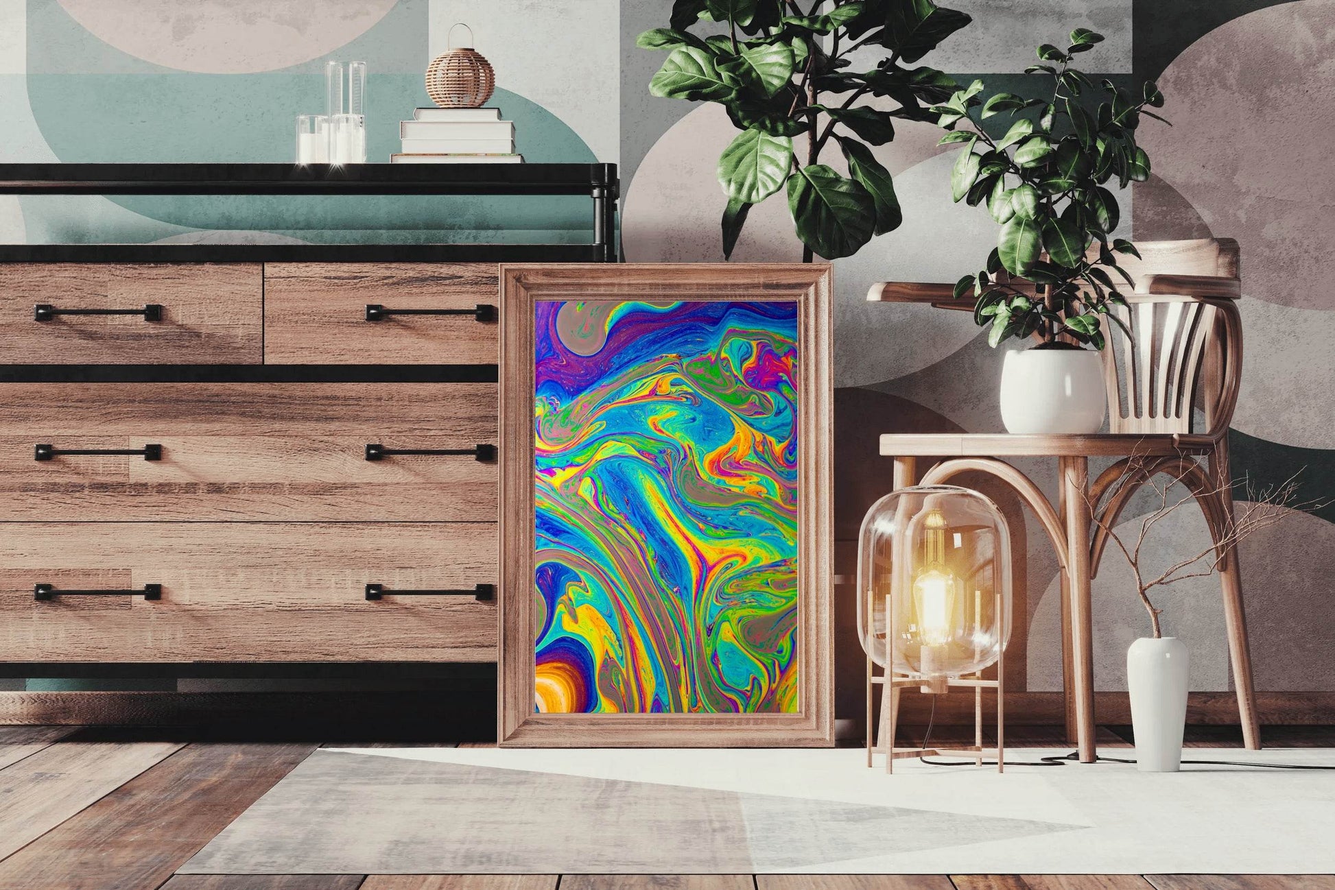 Multicolor Oil Paint Fluid Abstract Wall Art - beink online art store
