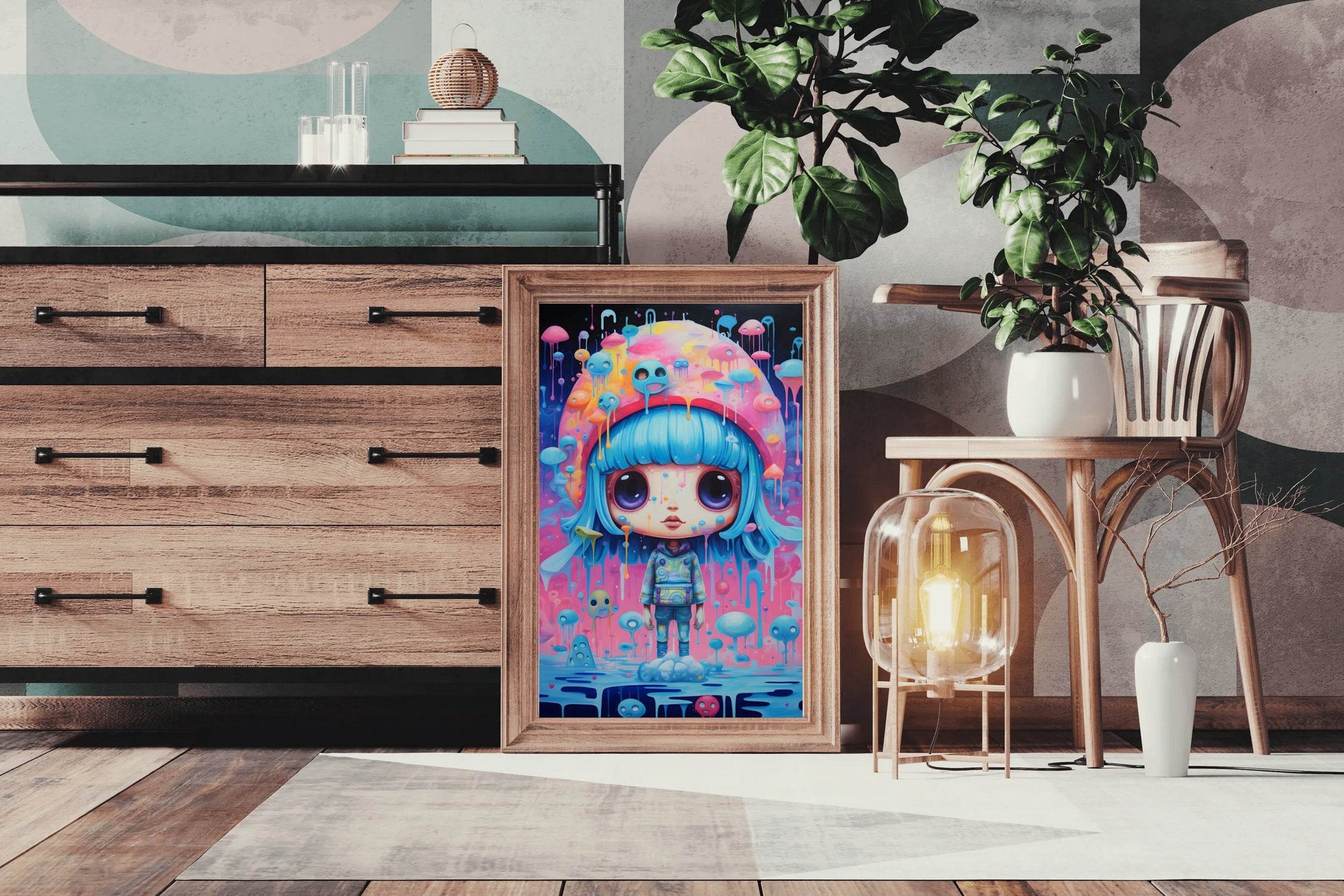 Fantasy Girl With Blue Hair Wall Art - beink online art store