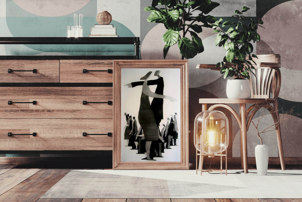 Painting of Black and White Crowd Wall Art - beink online art store