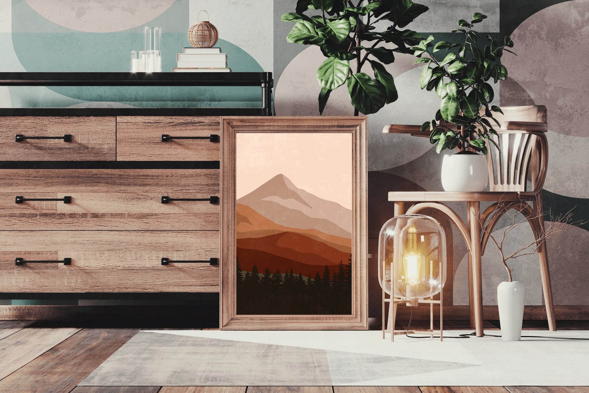 Abstract Scenery Minimalist Mountain Range ArtWork - beink online art store