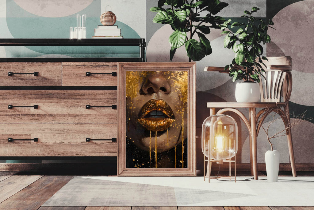 Woman Gold Lips Wall Art - beink online art store