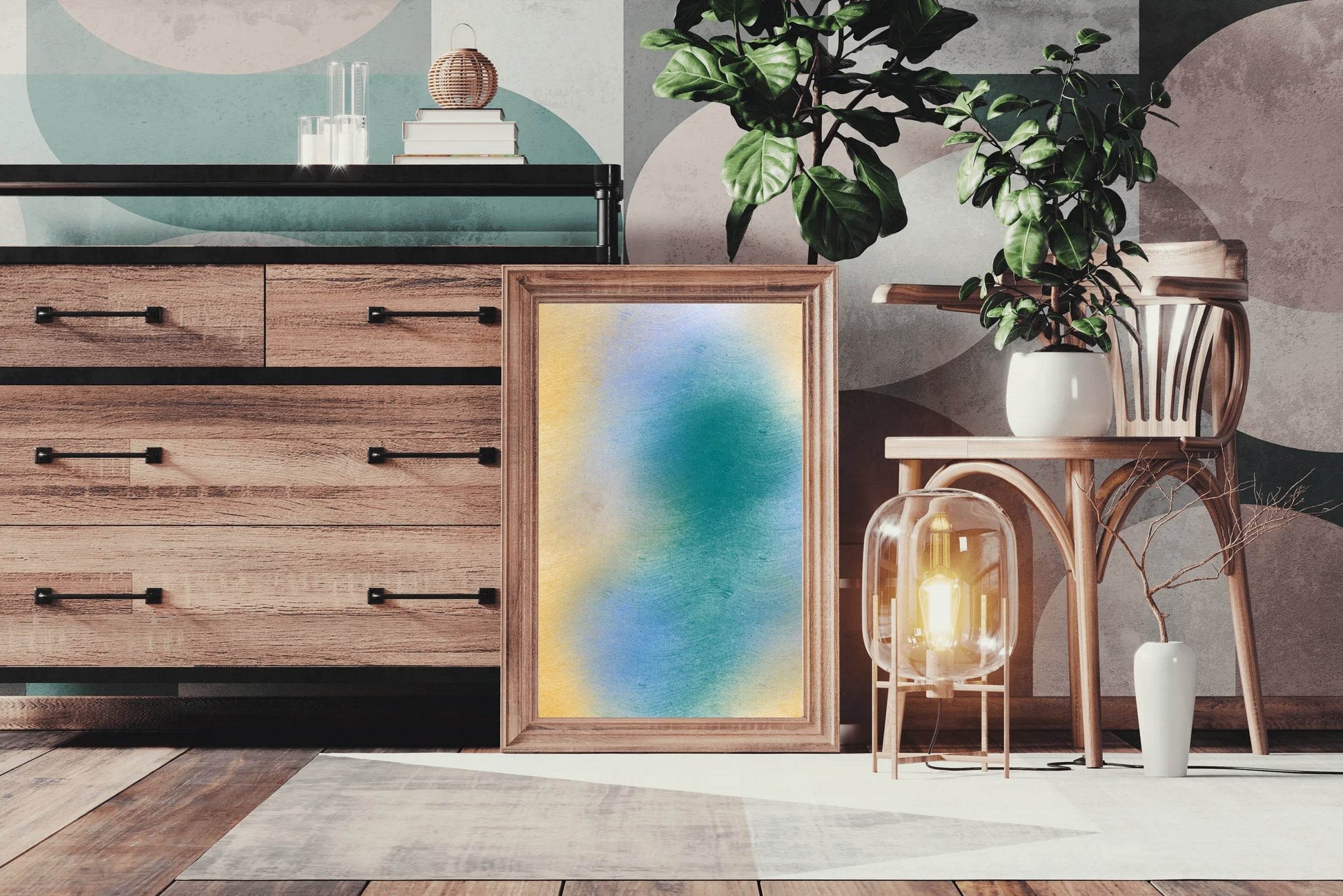 Green Blue Brown Matte Background Wall Art - beink online art store