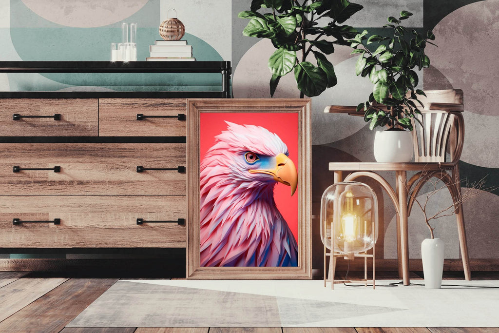 Pink and Blue Painted Eagle Bird Wall Art - beink online art store