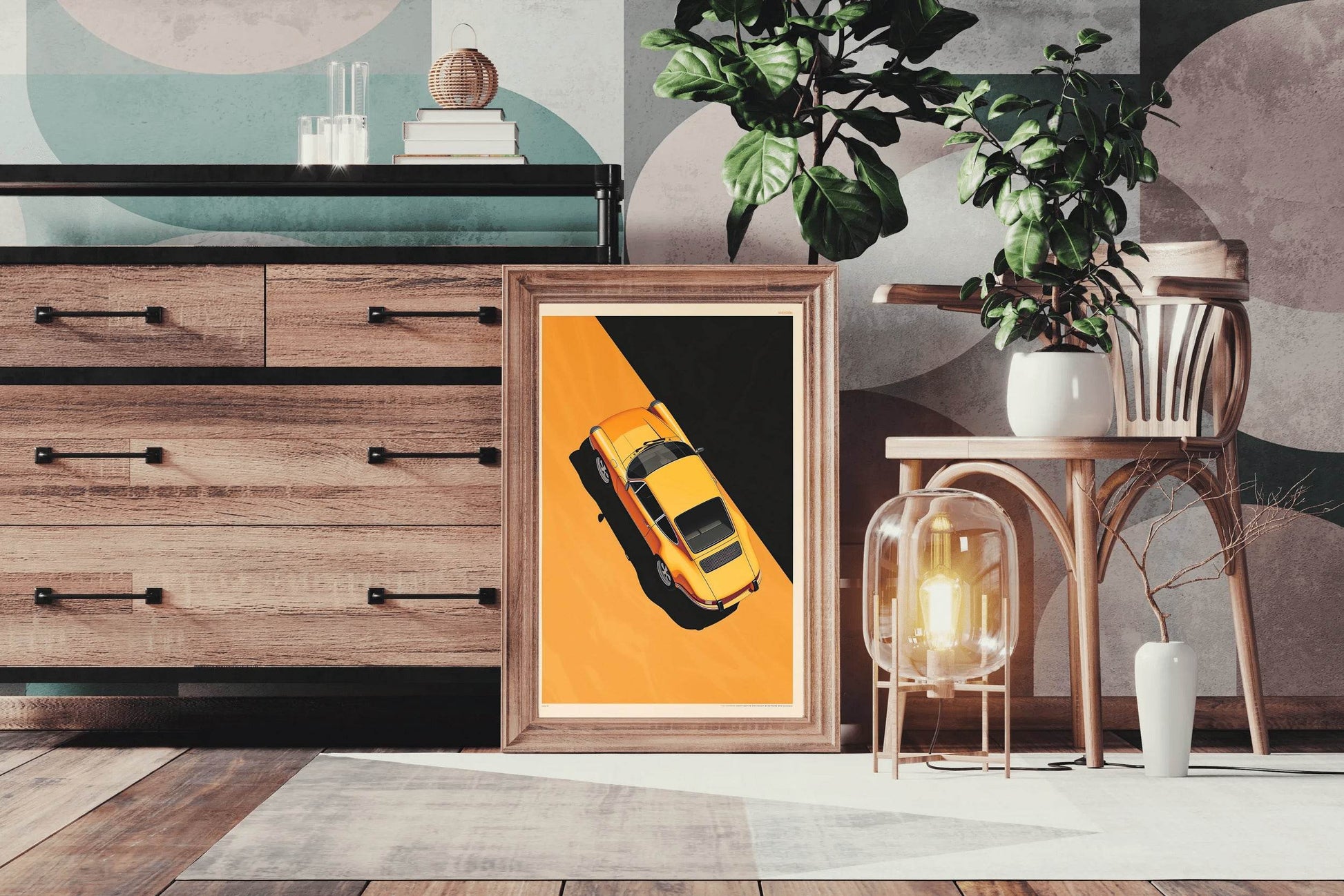 Porsche Cartoon Design Wall Art - beink online art store