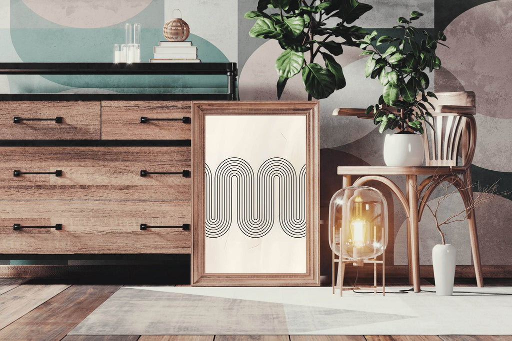 Continuous Curved Rhythm Black Lines Wall Art - beink online art store