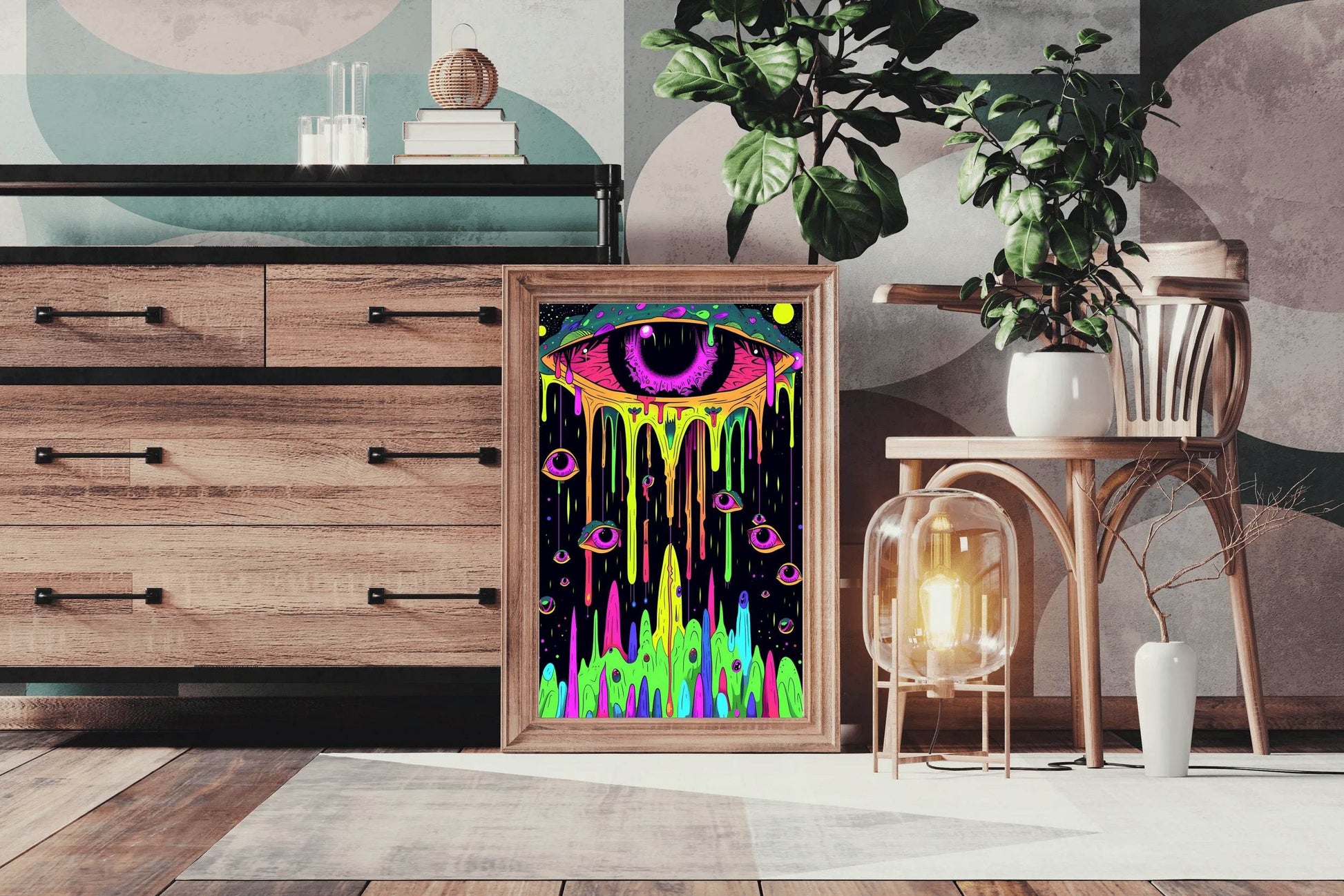 Neon Psychedelic Eye Wall Art - beink online art store
