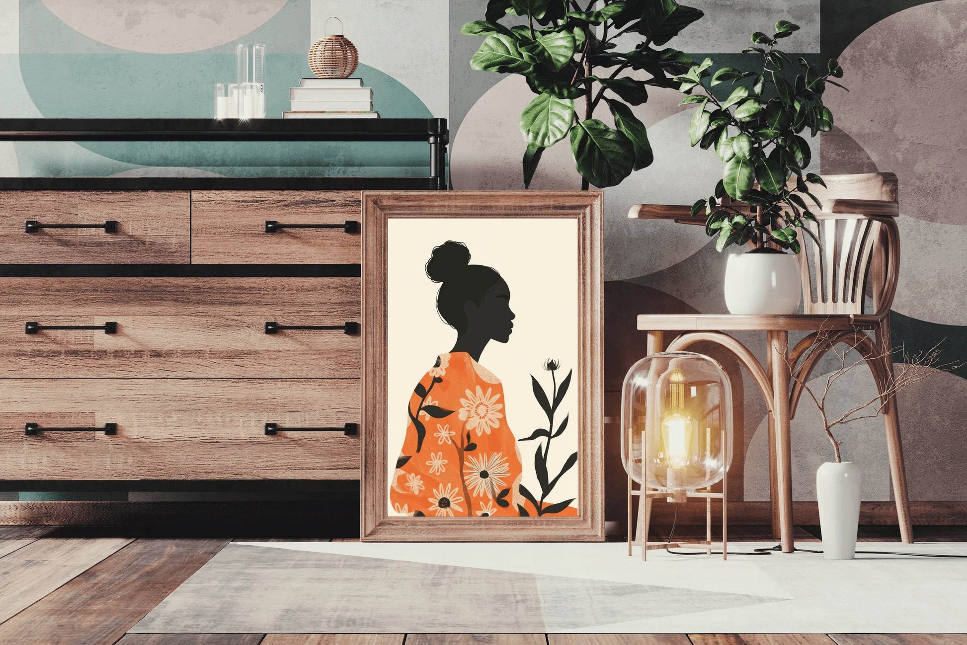 Branch of A Plant in The Hand of A Black Woman Wall Art - beink online art store