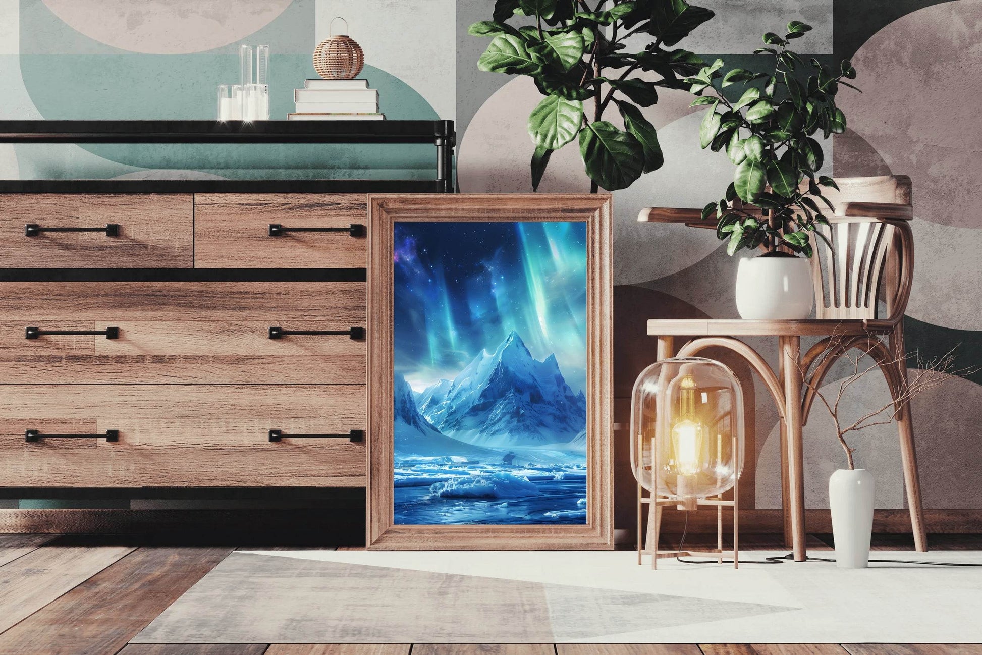 Majestic Mountain Breathtaking Northern lights in a polar landscape Wall Art - beink online art store
