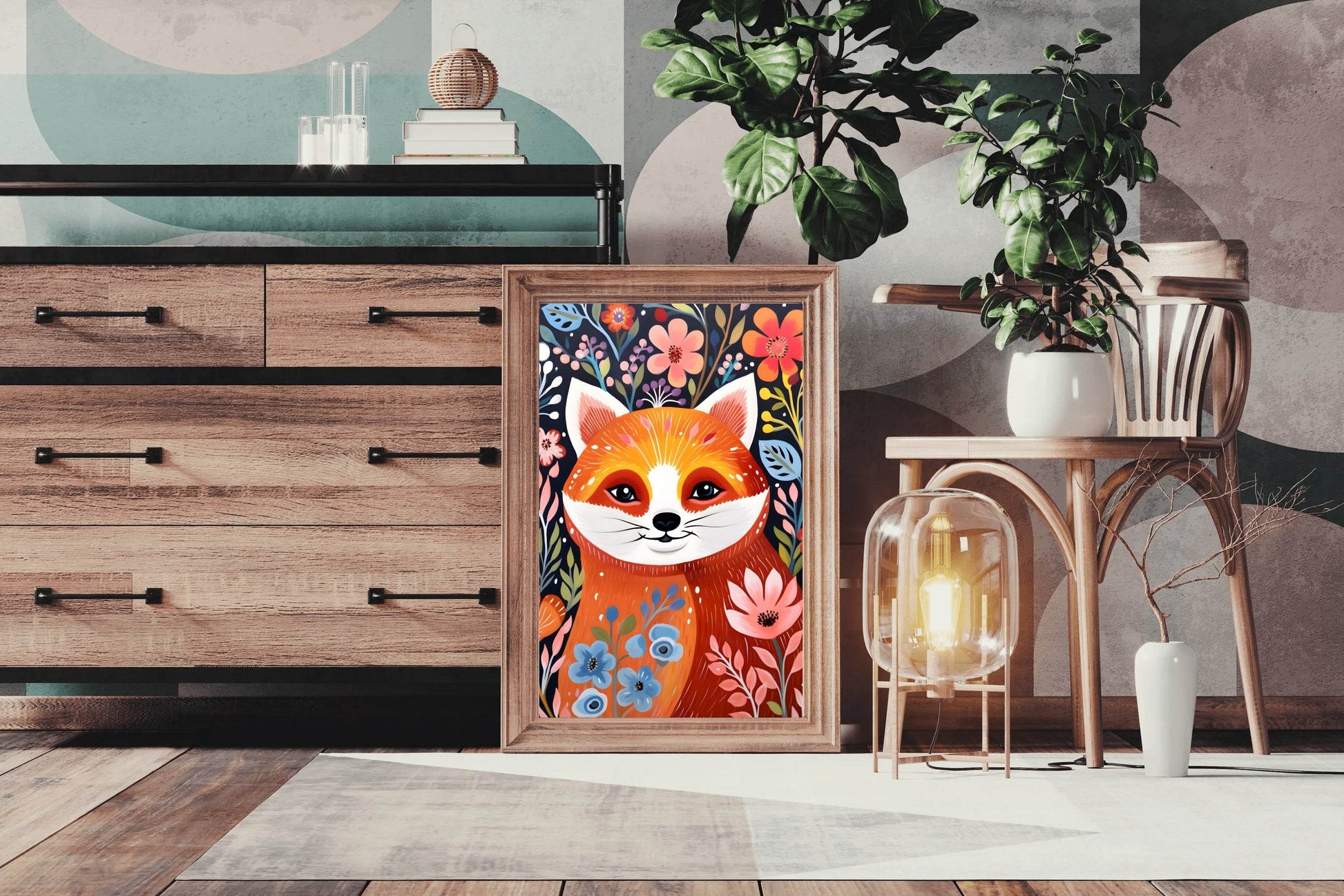 Colorful Painting of Smiling Fox - beink online art store