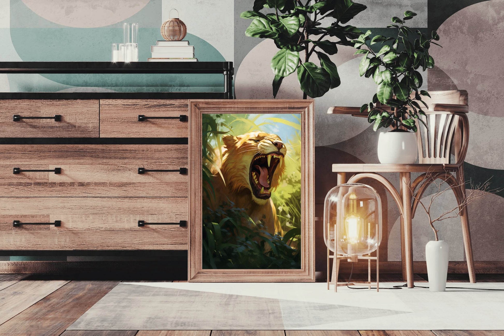Digital Style Lion Animal Wall Art - beink online art store