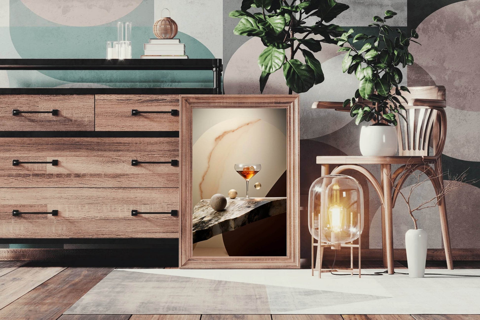 A Glass Of Drink On The Table Wall Art - beink online art store