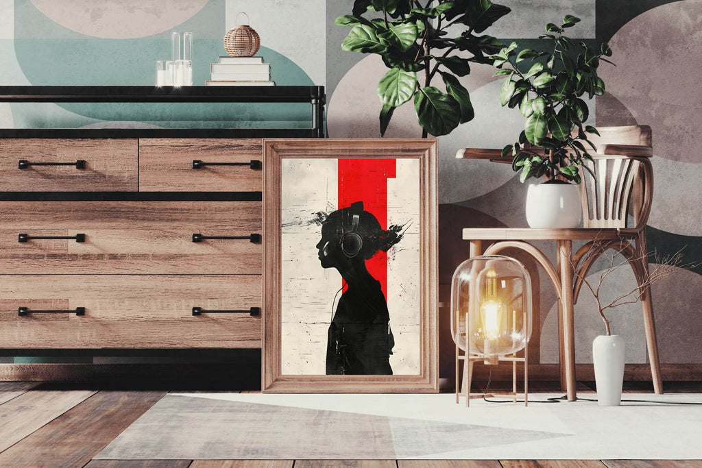 Girl Wearing Headphones Wall Art - beink online art store
