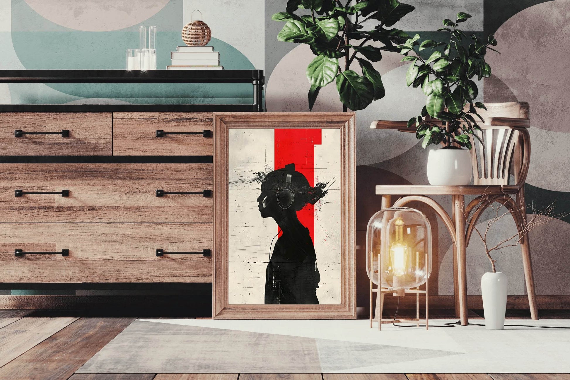 Girl Wearing Headphones Wall Art - beink online art store